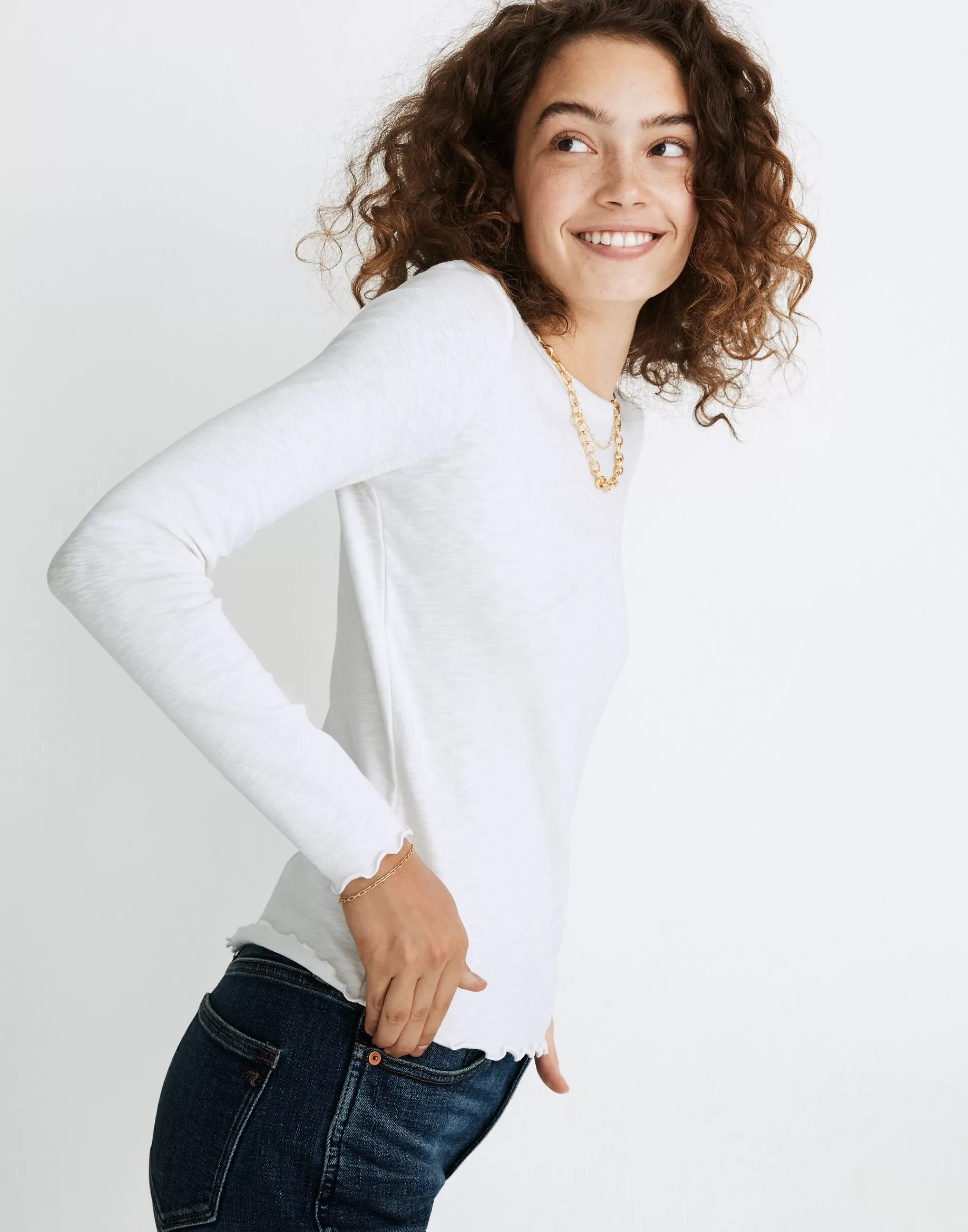 Madewell Tees>Long-Sleeve Baby Tee Bright Ivory