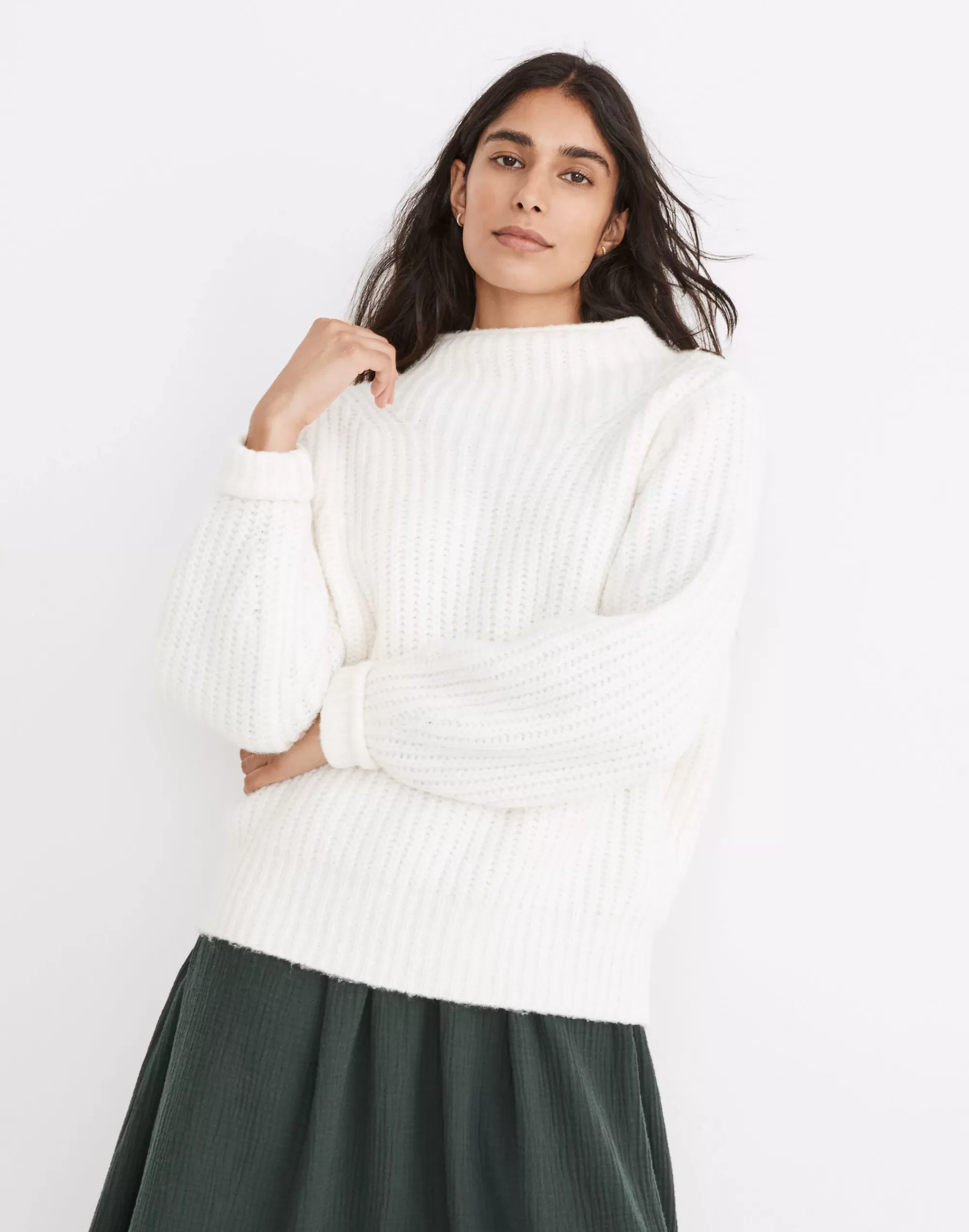 Madewell Sweaters>Loretto Mockneck Pullover Sweater Antique Cream