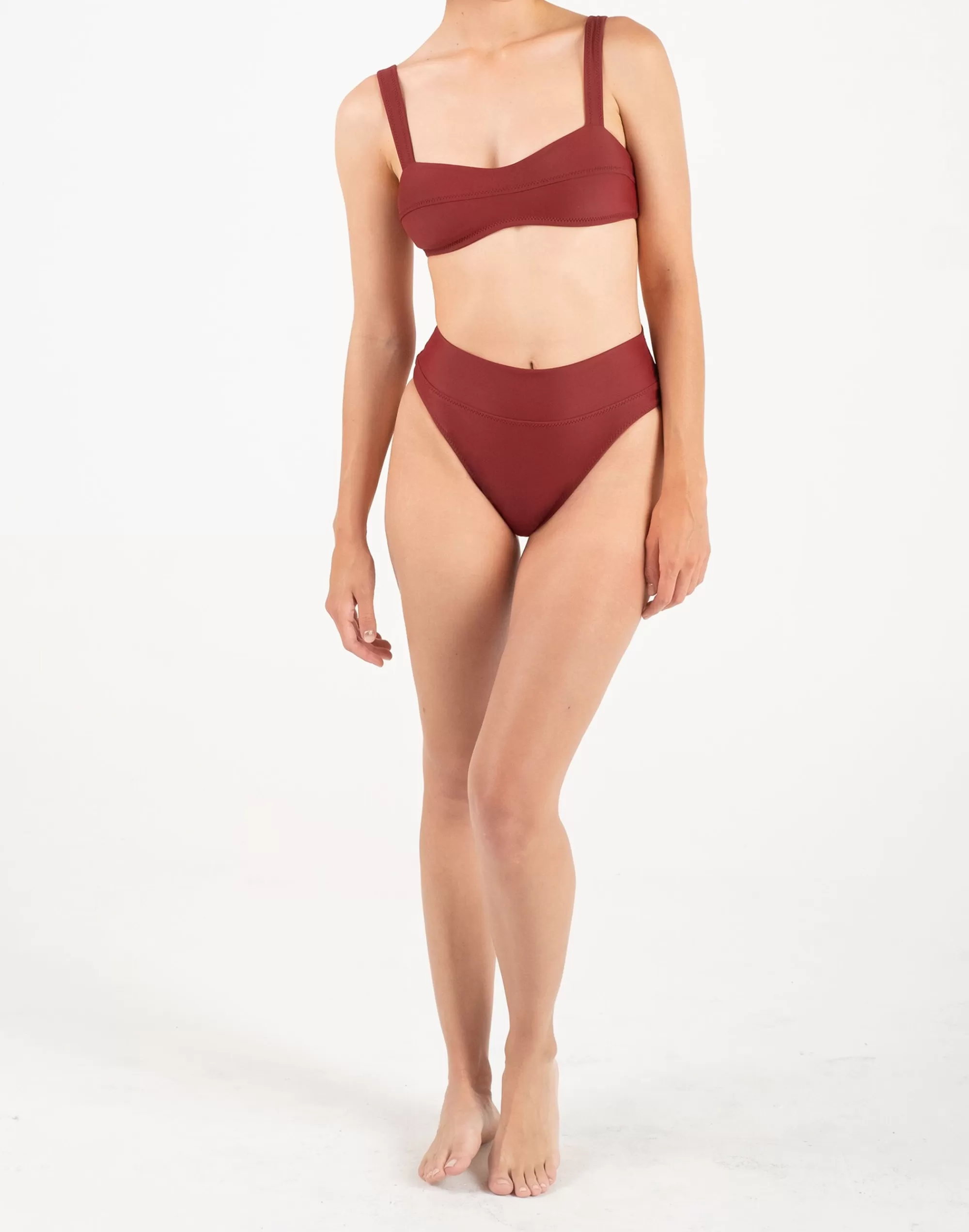 Madewell Swim>Lou Bandeau Dark Red