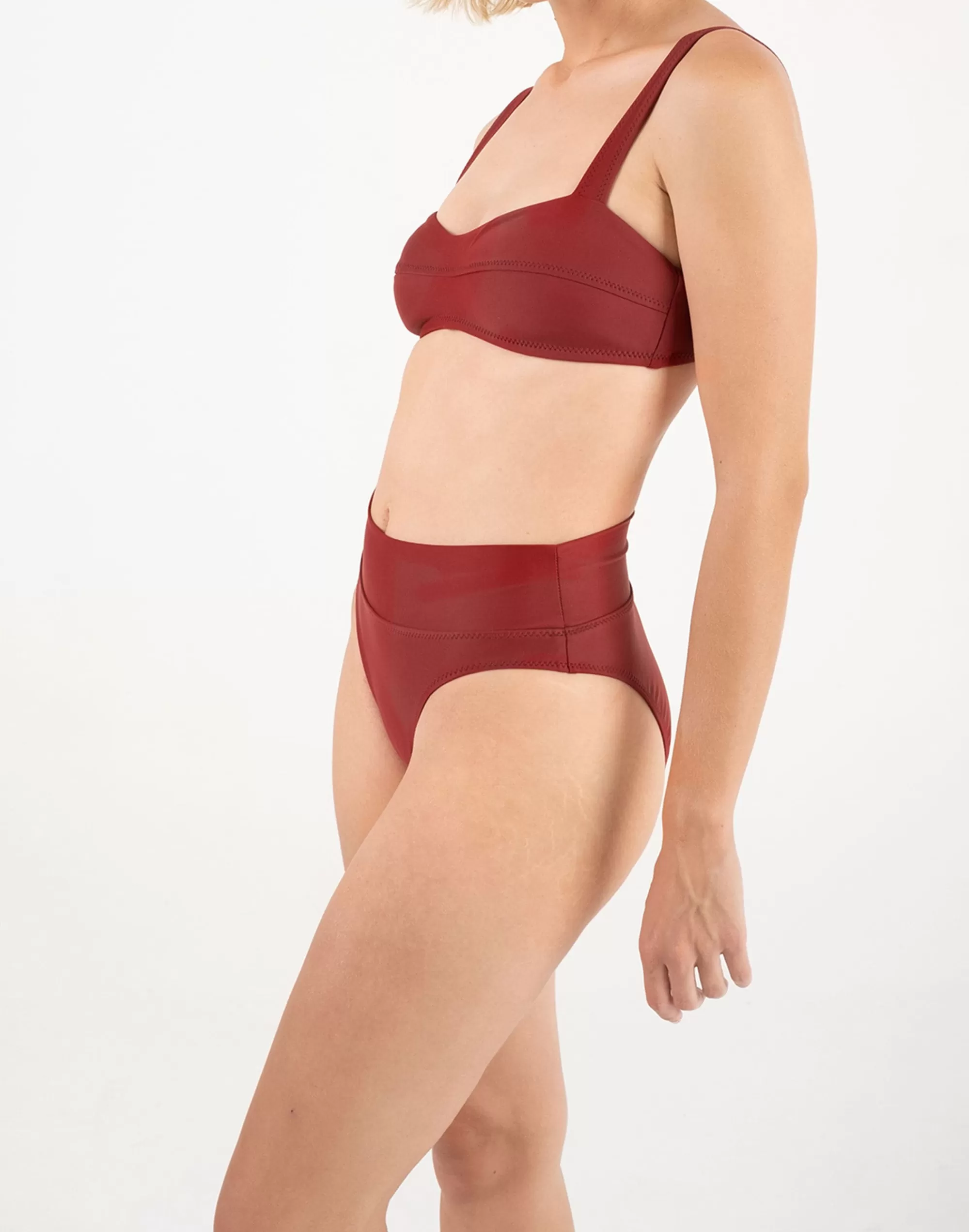 Madewell Swim>Lou Bandeau Dark Red