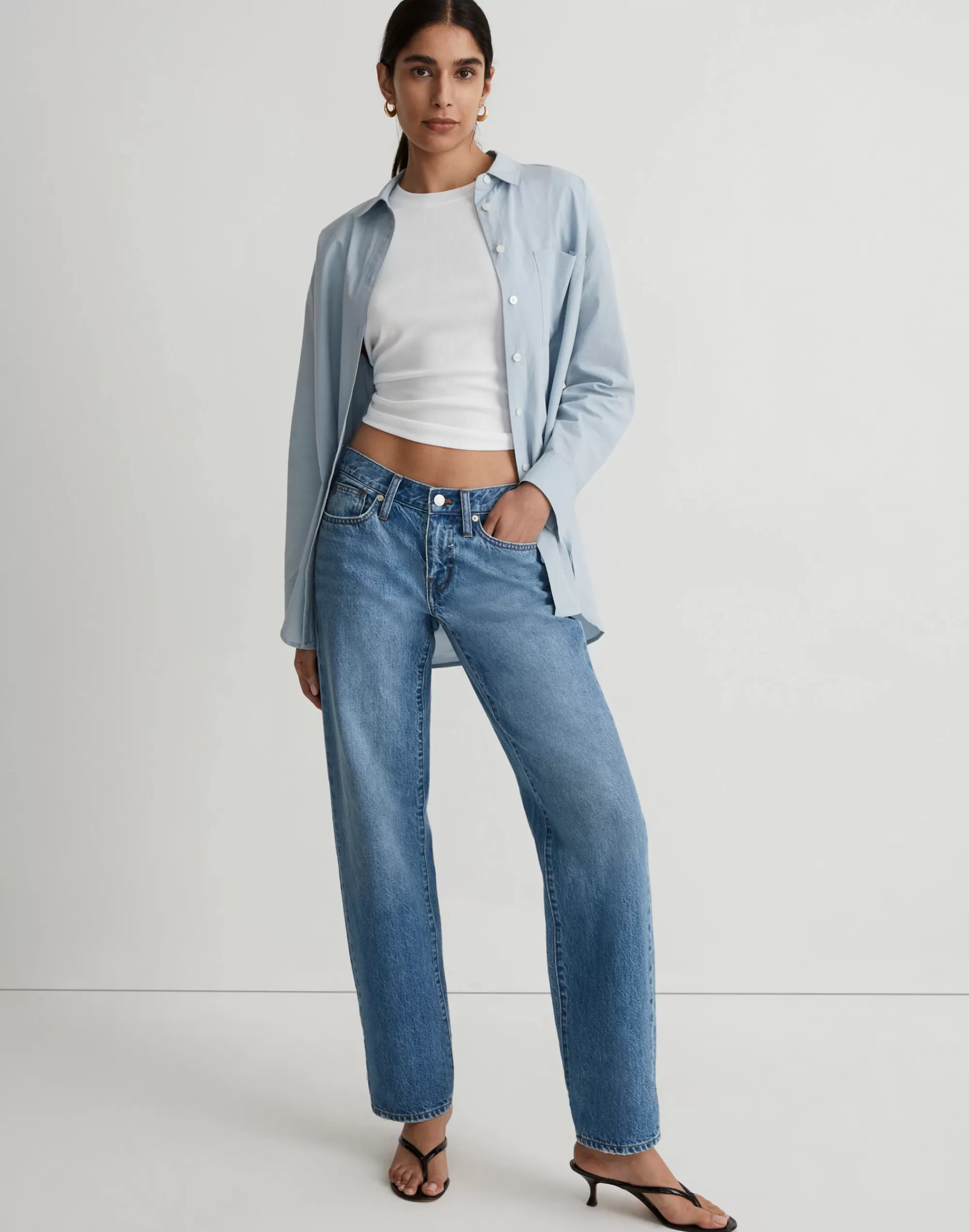 Madewell Baggy Jeans>Low-Rise Baggy Straight Jeans In Enley Wash