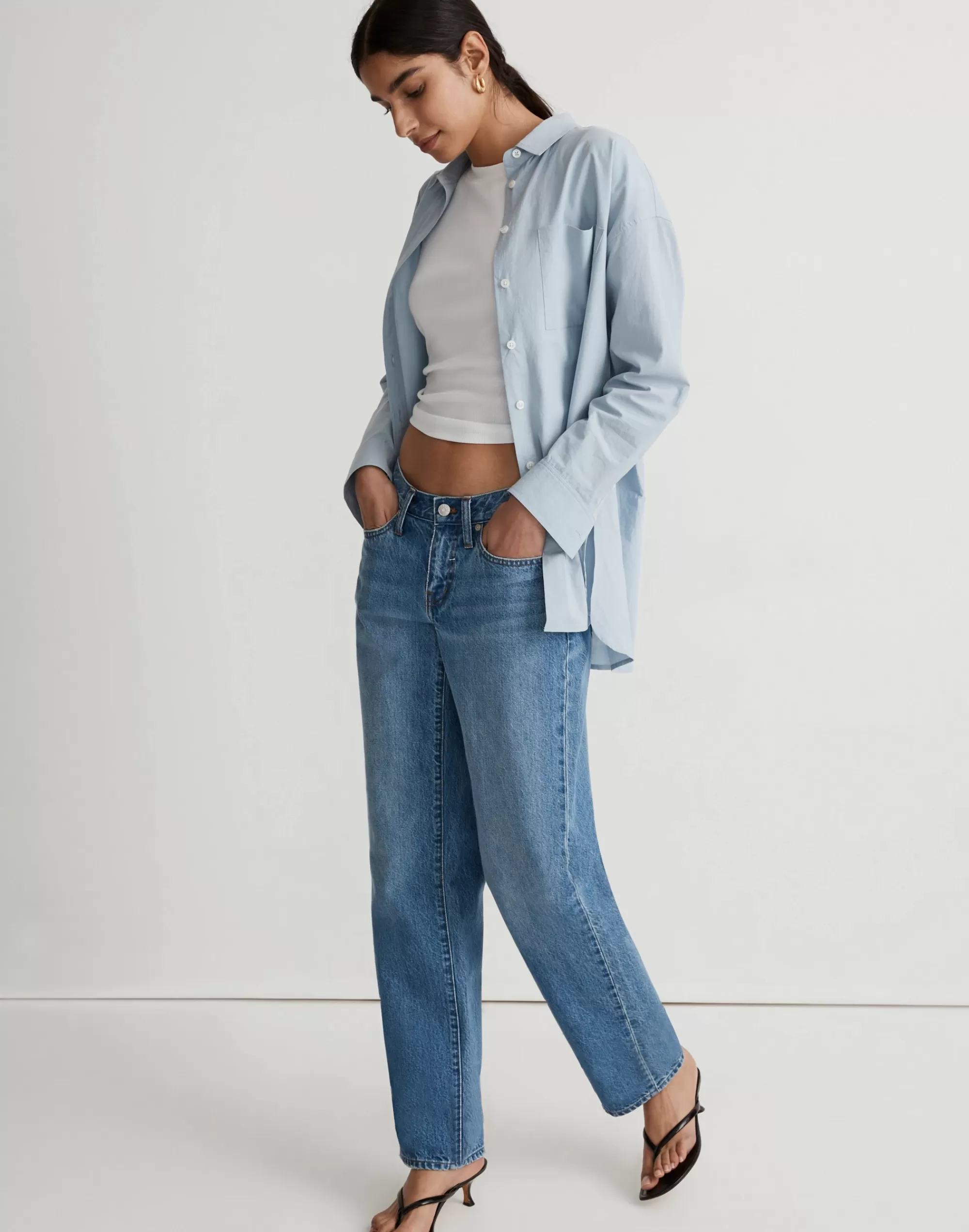 Madewell Baggy Jeans>Low-Rise Baggy Straight Jeans In Enley Wash