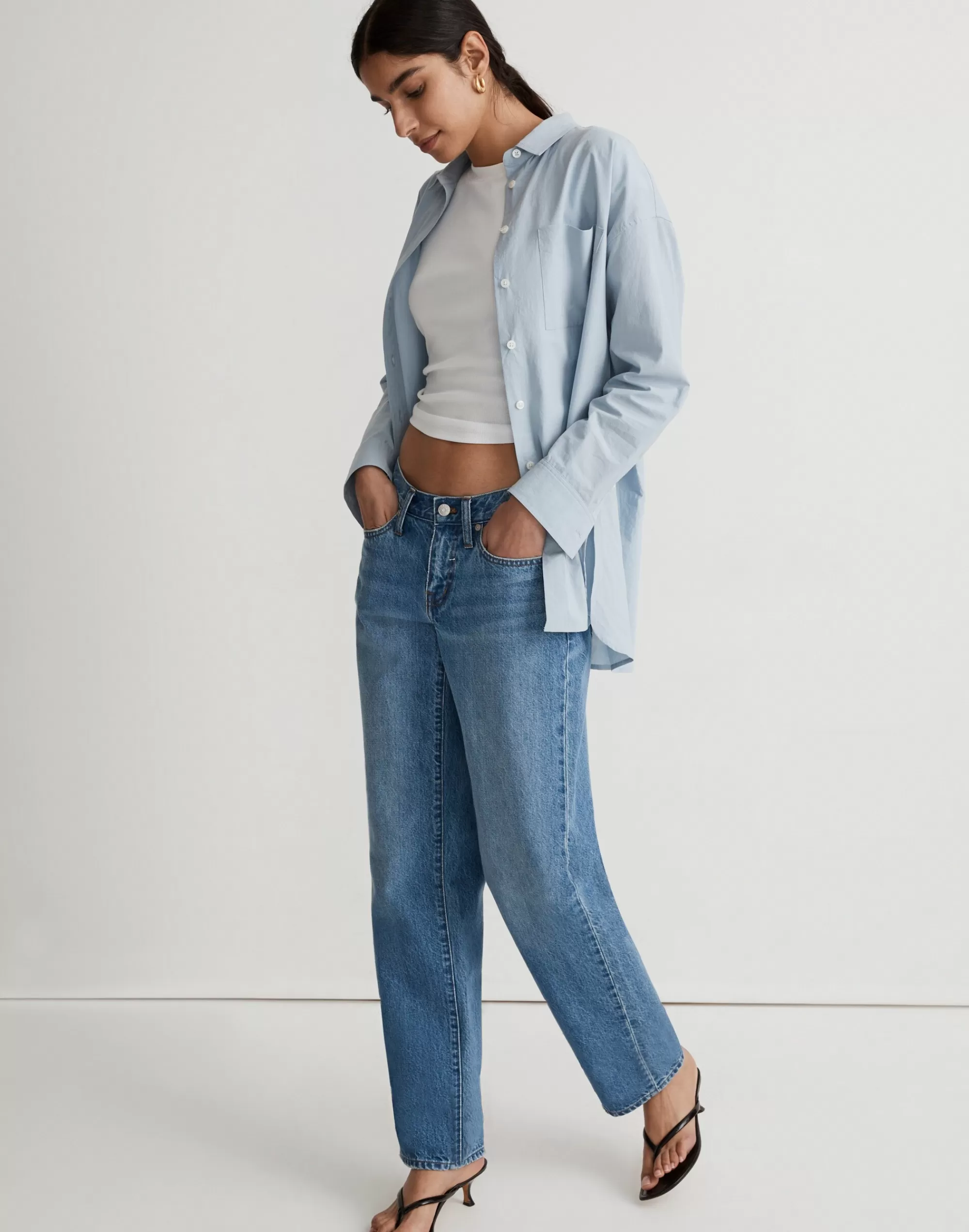 Madewell Jeans>Low-Rise Baggy Straight Jeans In Enley Wash