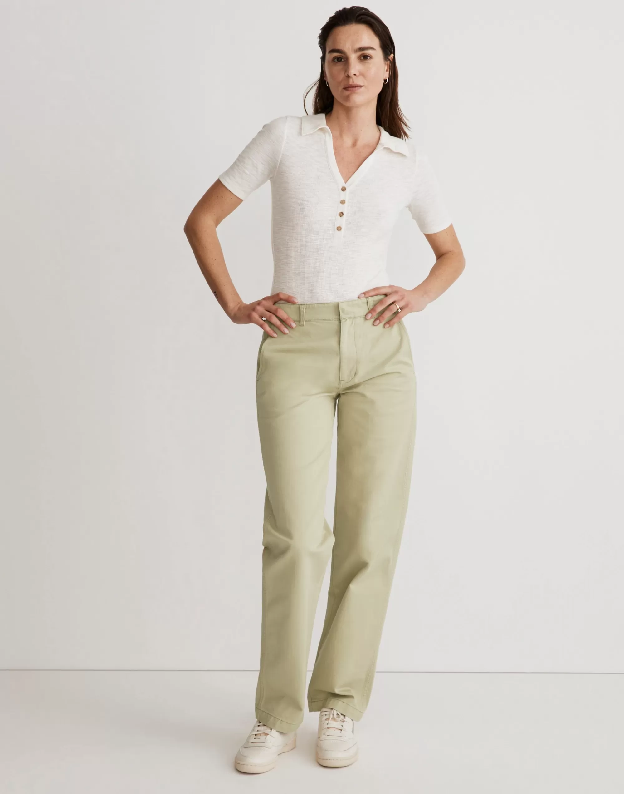 Madewell Pants>Low-Slung Straight Chino Pants Pale Lichen