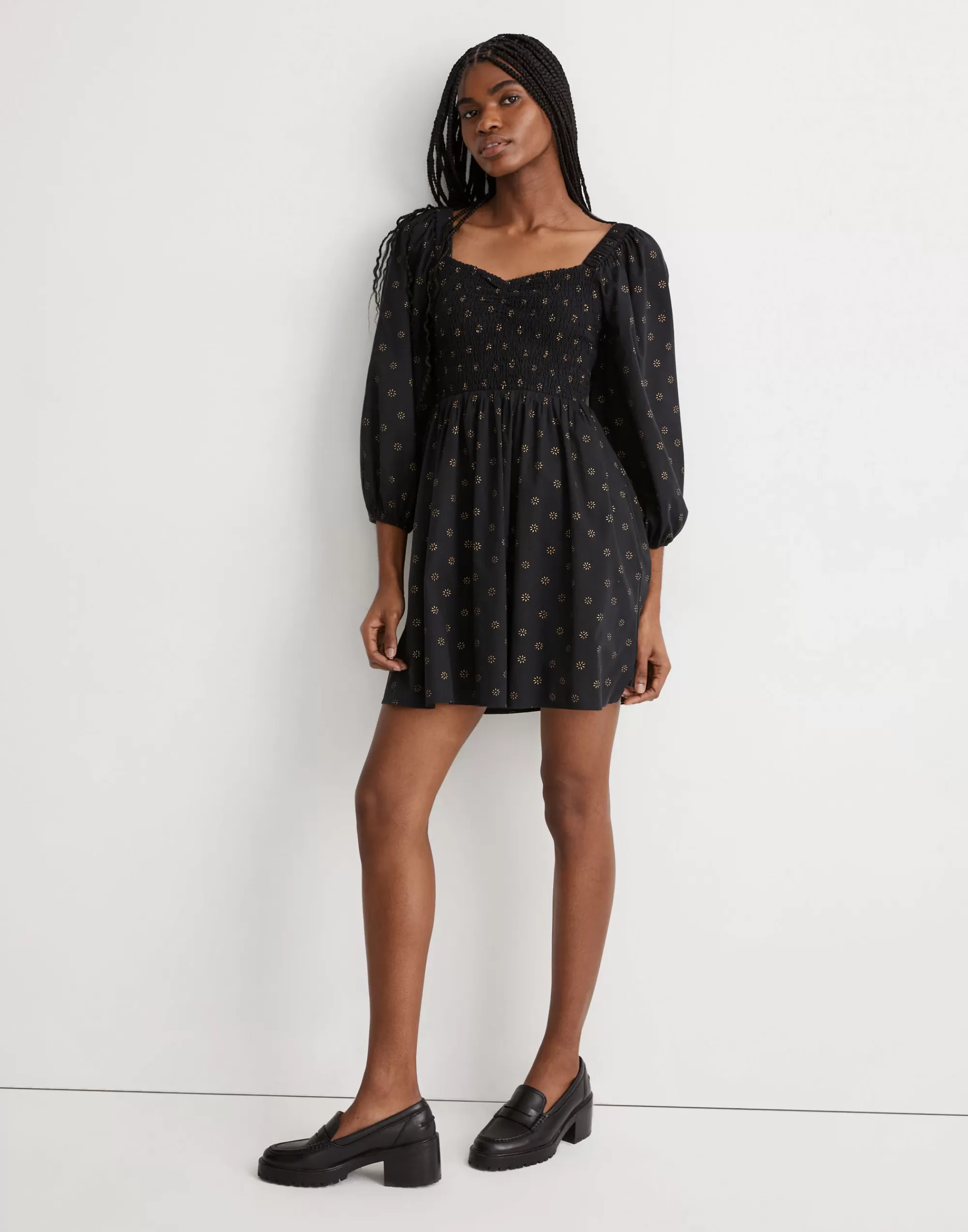 Madewell Dresses>Lucie Sweetheart Midi Dress In Dot Daisies True Black