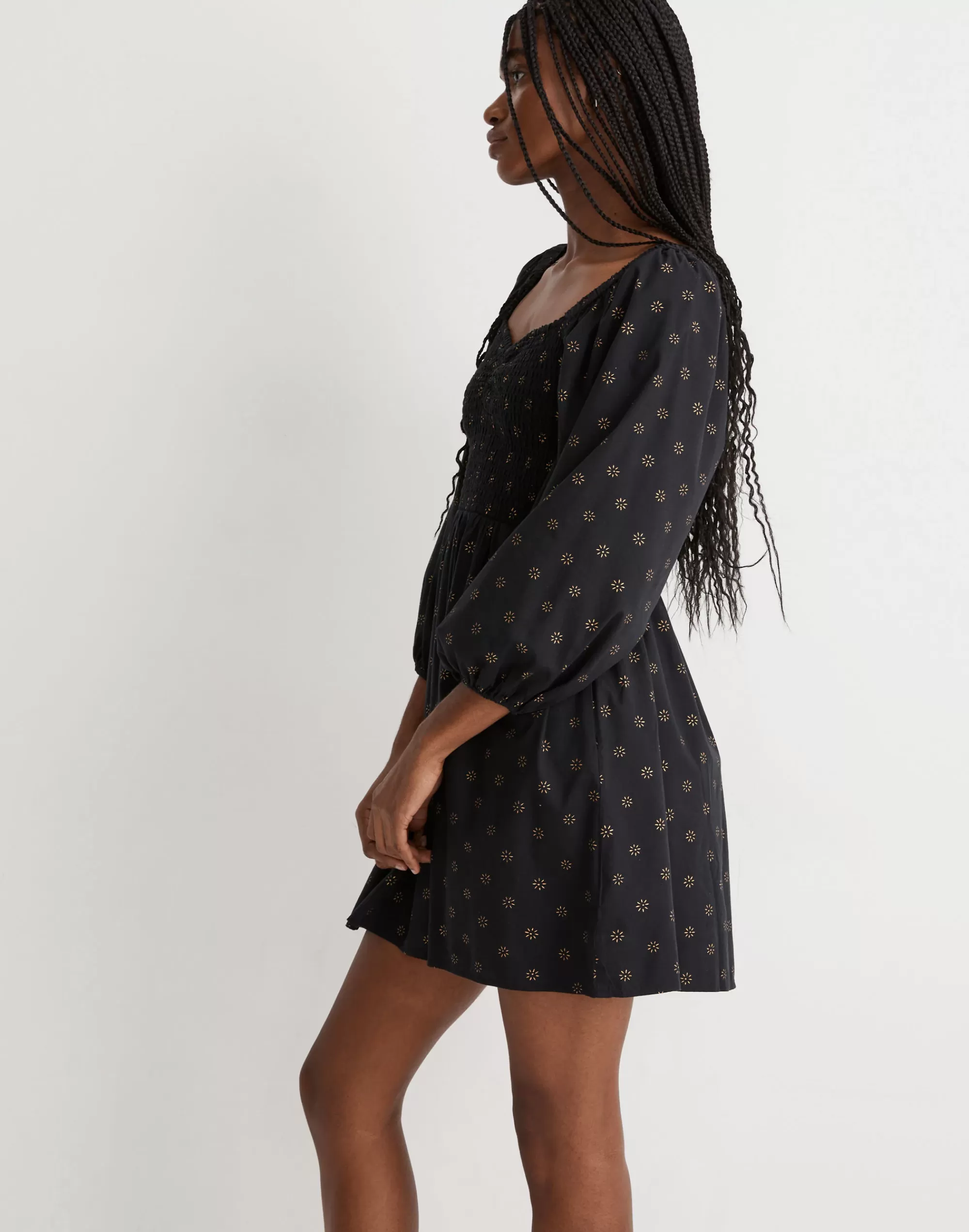 Madewell Dresses>Lucie Sweetheart Midi Dress In Dot Daisies True Black