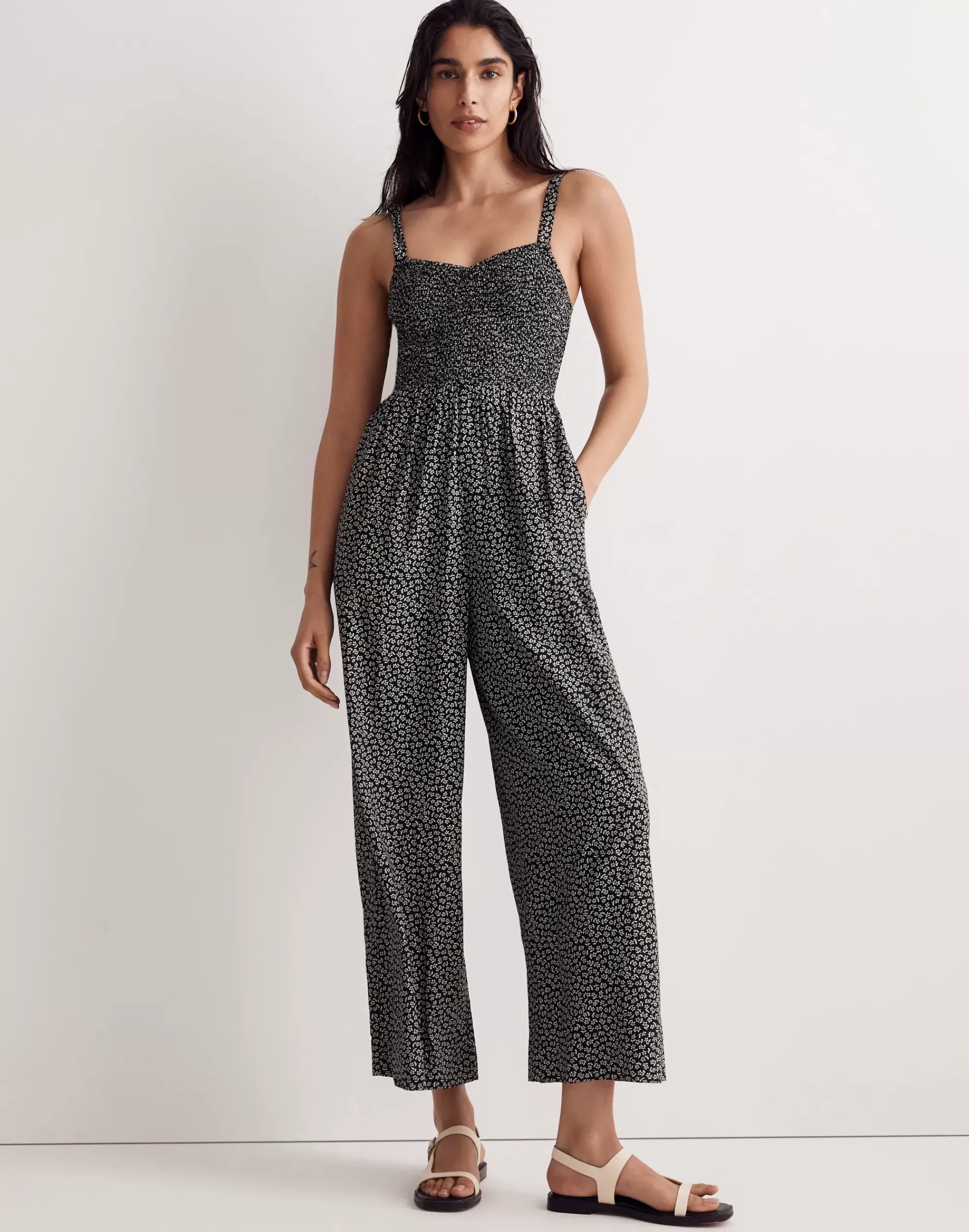 Madewell Dresses>Lucie Wide-Leg Jumpsuit In Micro Daisy True Black