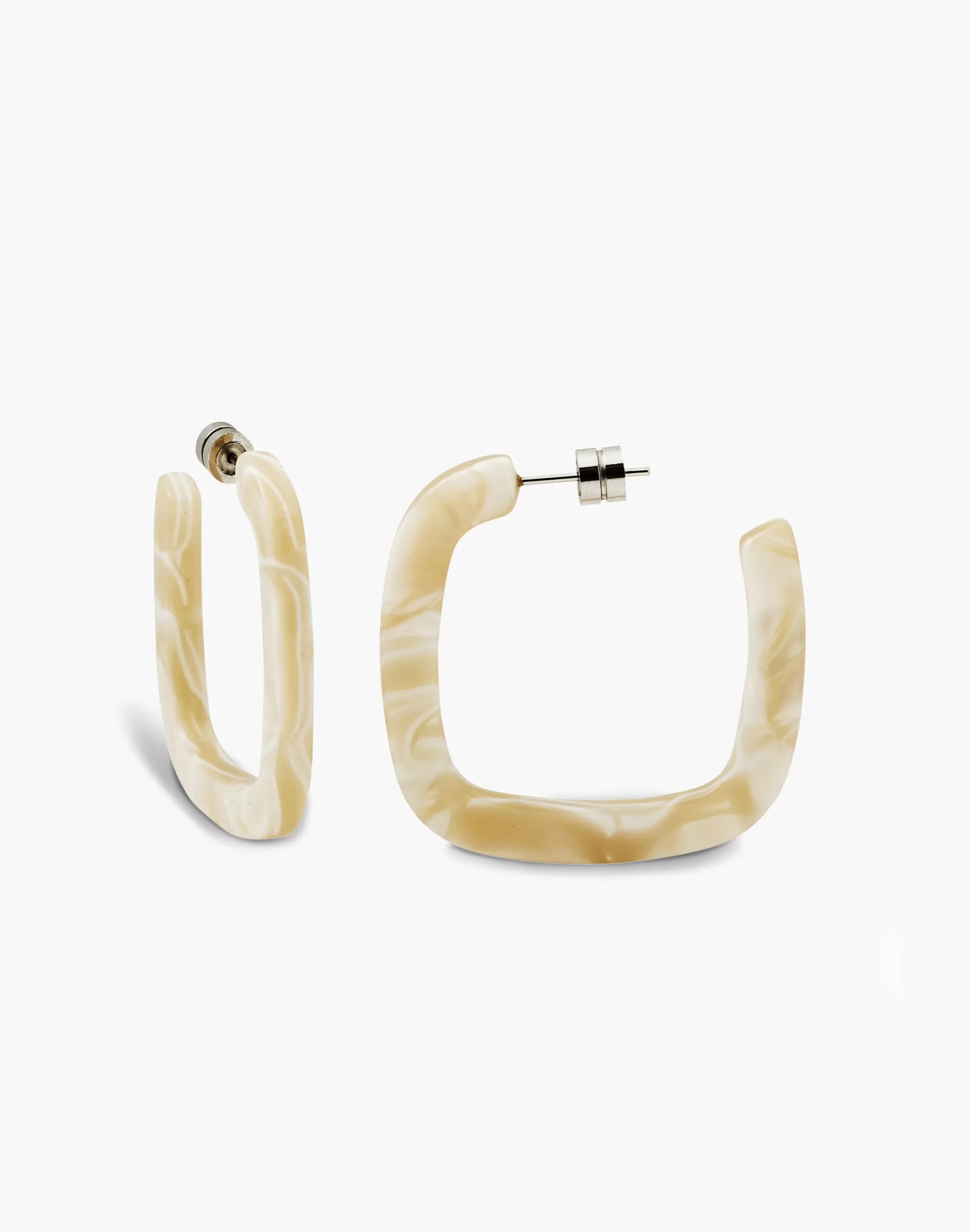 Madewell Earrings>Machete Midi Square Hoop Earrings Ivory White