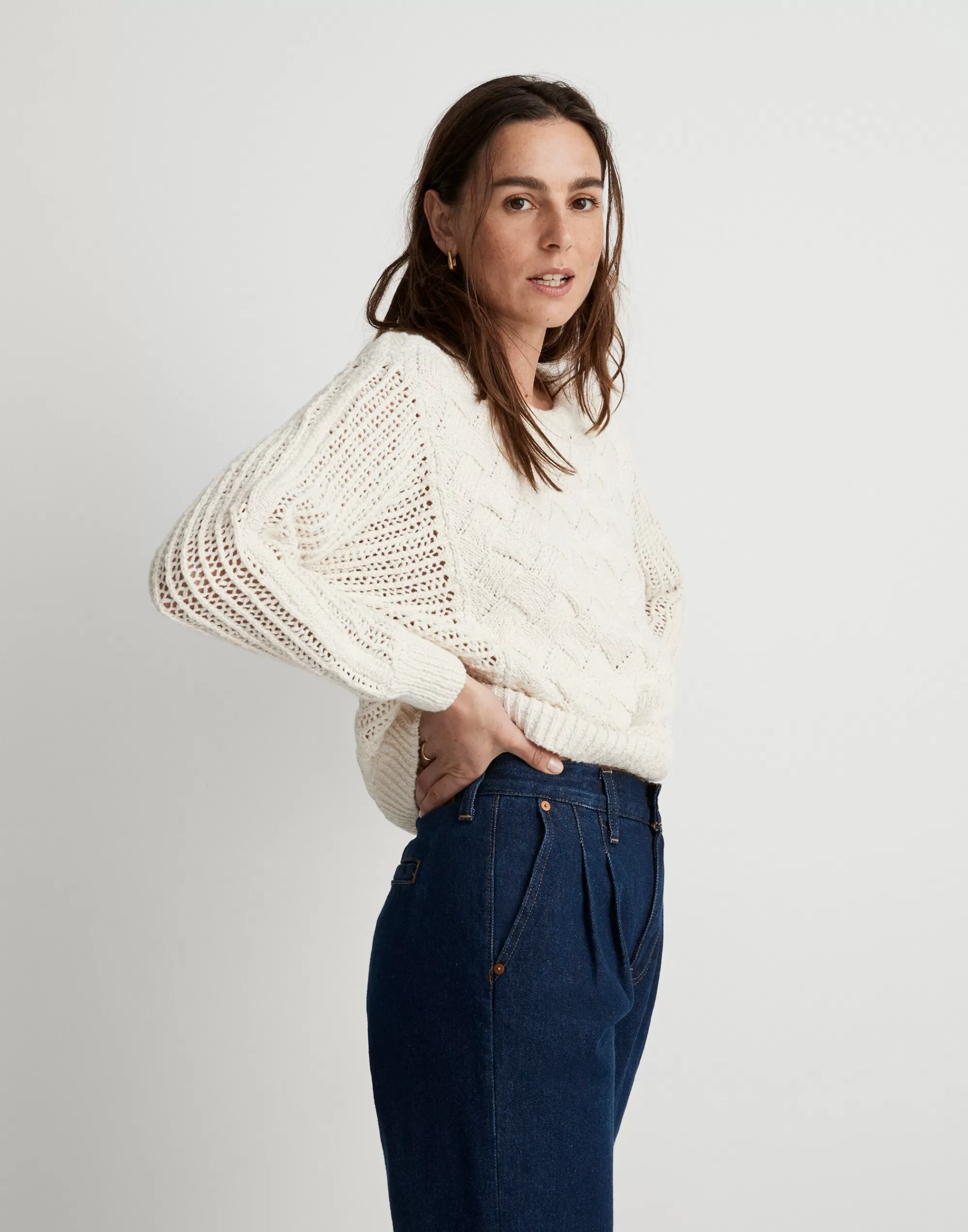 Madewell Sweaters>Macomb Open-Stitch Pullover Sweater Antique Cream