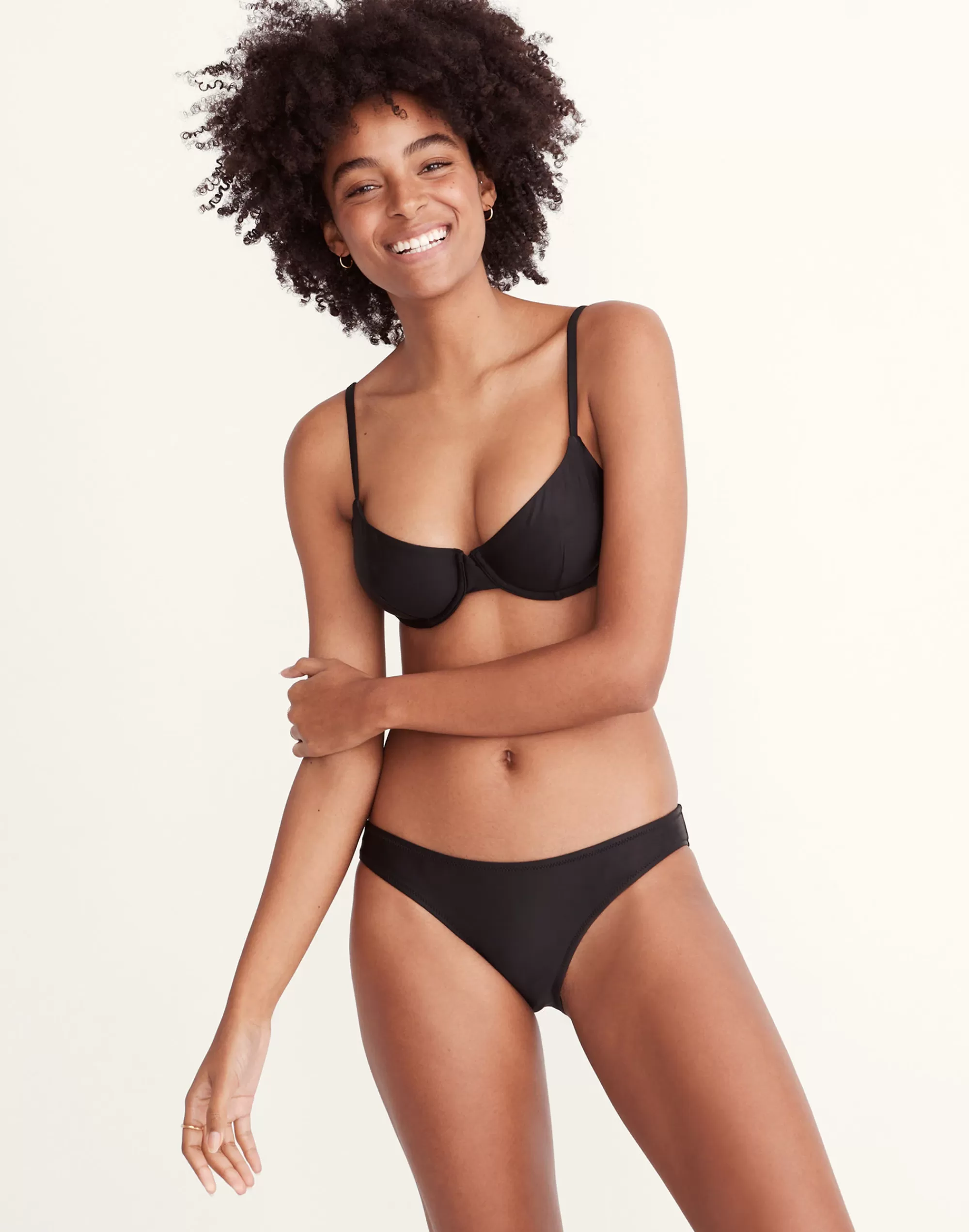 Madewell Swim> Second Wave Classic Bikini Bottom True Black