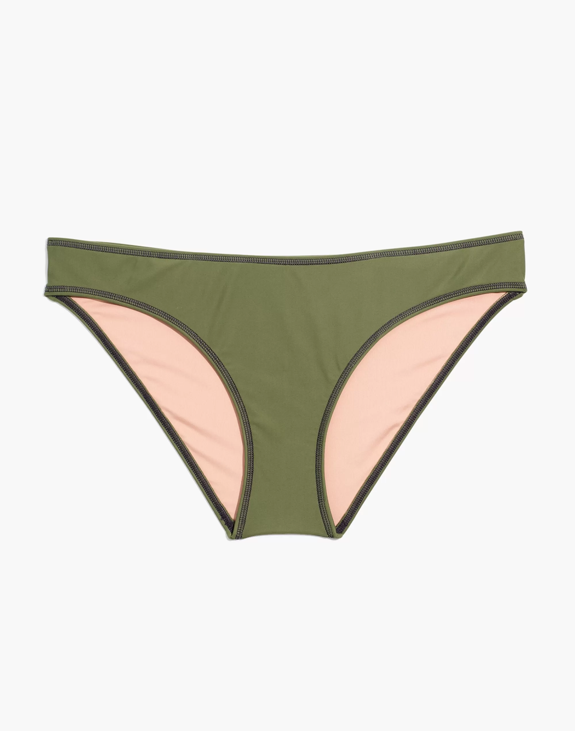 Madewell Swim> Second Wave Classic Bikini Bottom: Contrast-Stitched Edition Faded Palm