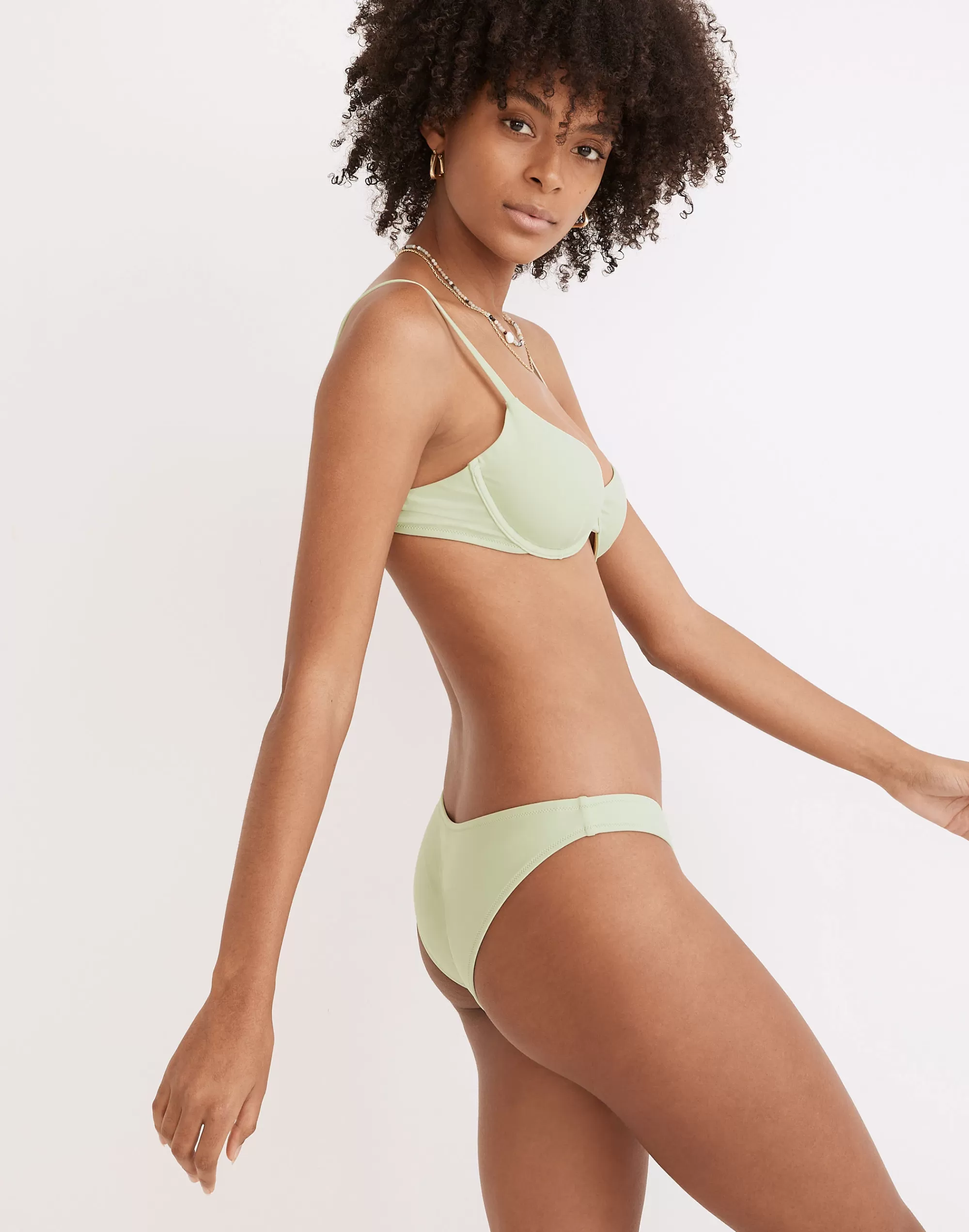 Madewell Swim> Second Wave Curved-Waist Bikini Bottom Sunfaded Mint