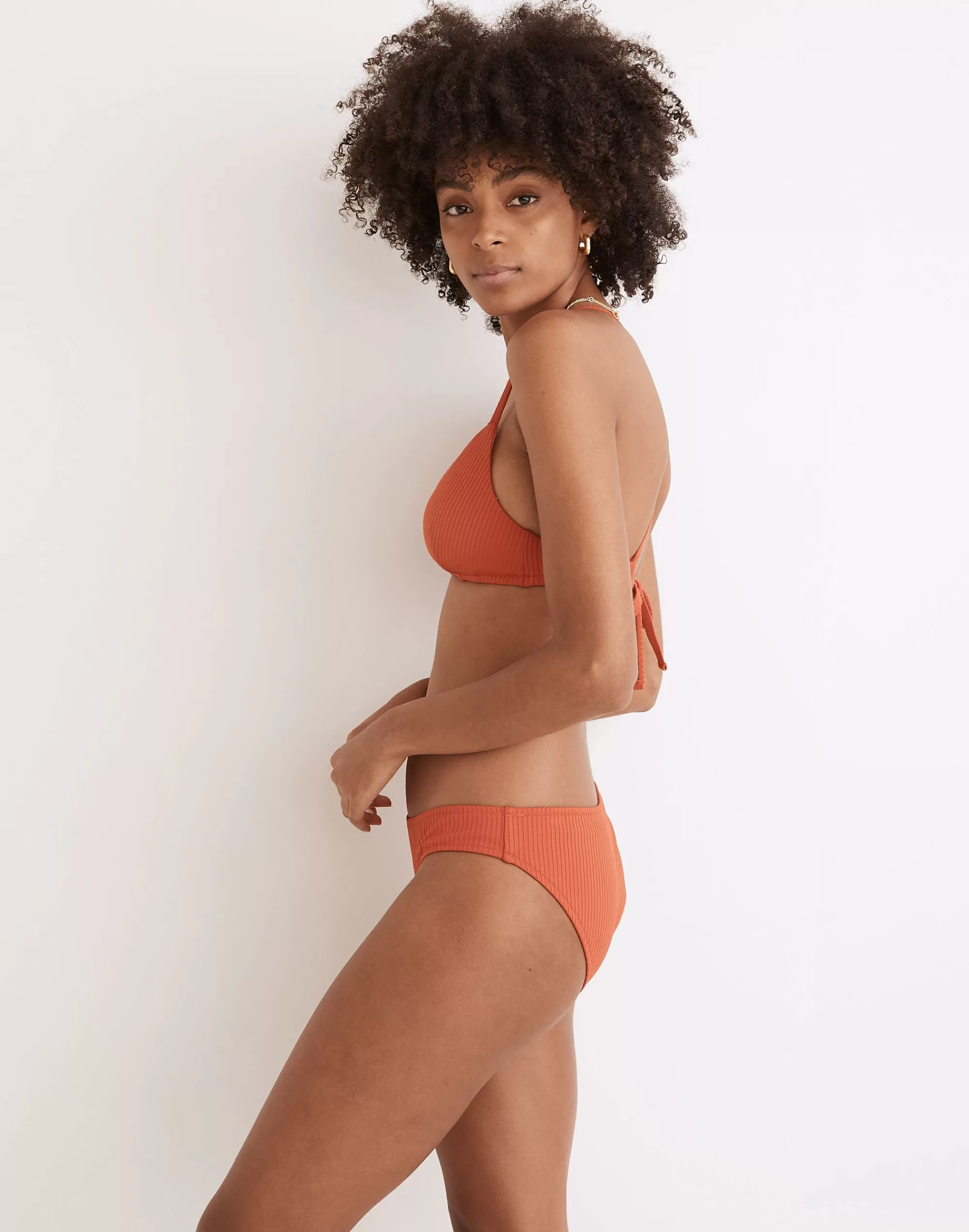 Madewell Swim> Second Wave Ribbed Classic Bikini Bottom Fresh Chili