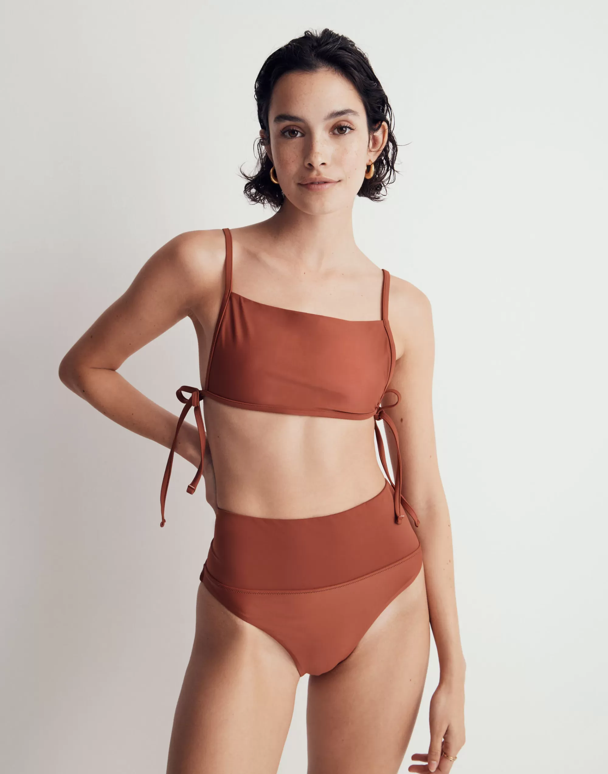 Madewell Swim> Second Wave Side-Tie Bikini Top Weathered Brick