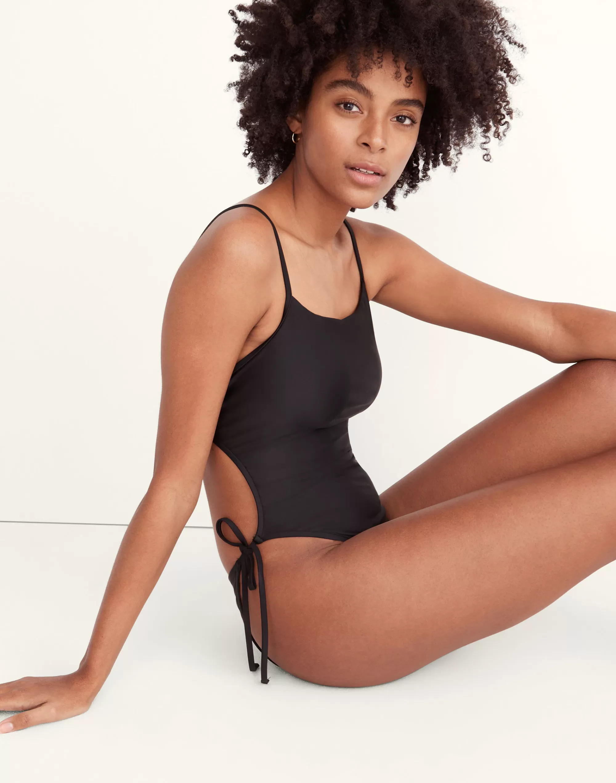 Madewell Swim> Second Wave Side-Tie One-Piece Swimsuit True Black