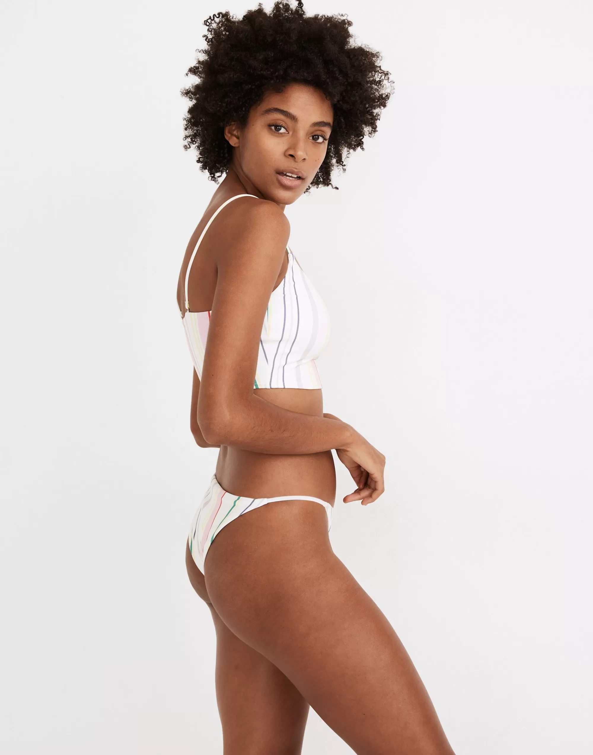 Madewell Swim> Second Wave String Bikini Bottom In Rainbow Stripe Lighthouse