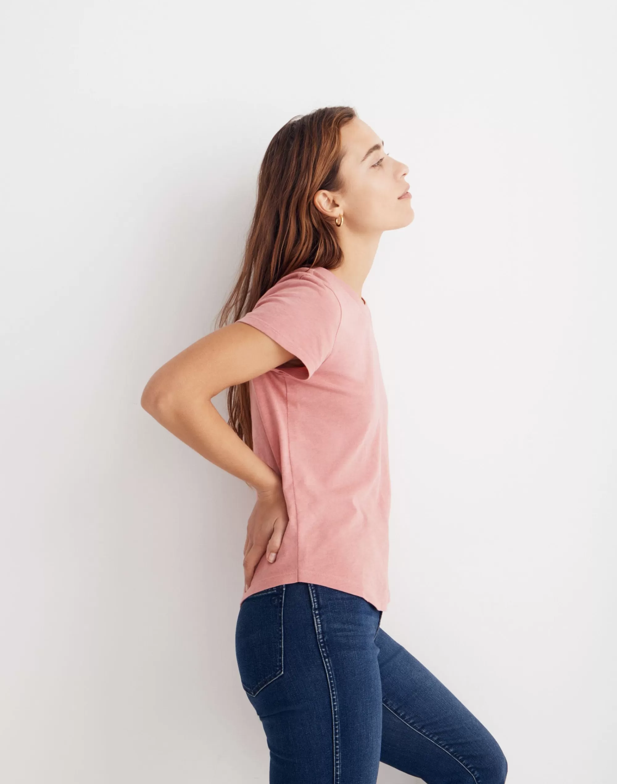 Madewell Tees> X Bcrf Shrunken Shirttail Tee Hthr Dark Petal