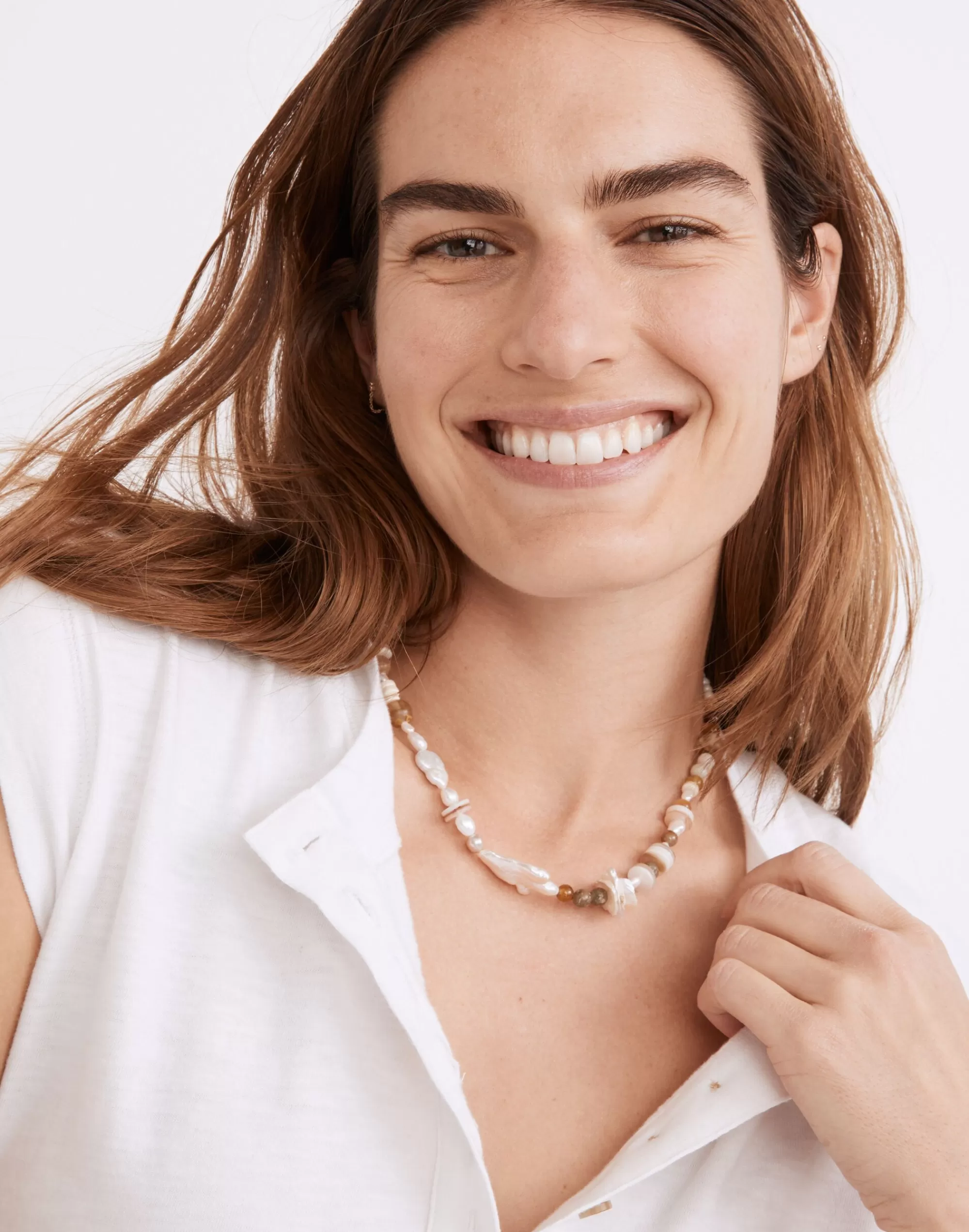 Madewell Necklaces> X Charlie Beads Pearl And Stone Necklace Neutral