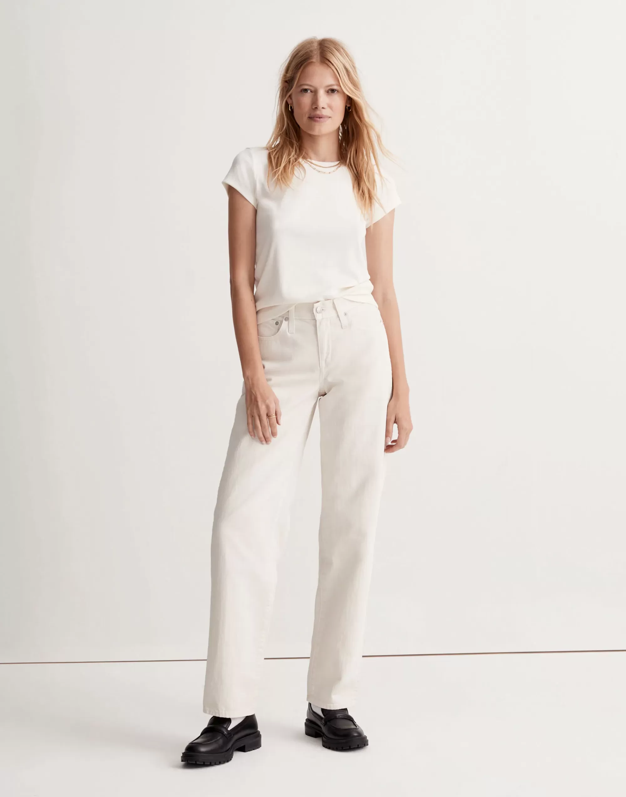 Madewell Straight-Leg Jeans> X Donni Low-Rise Loose Jeans In Antique Cream