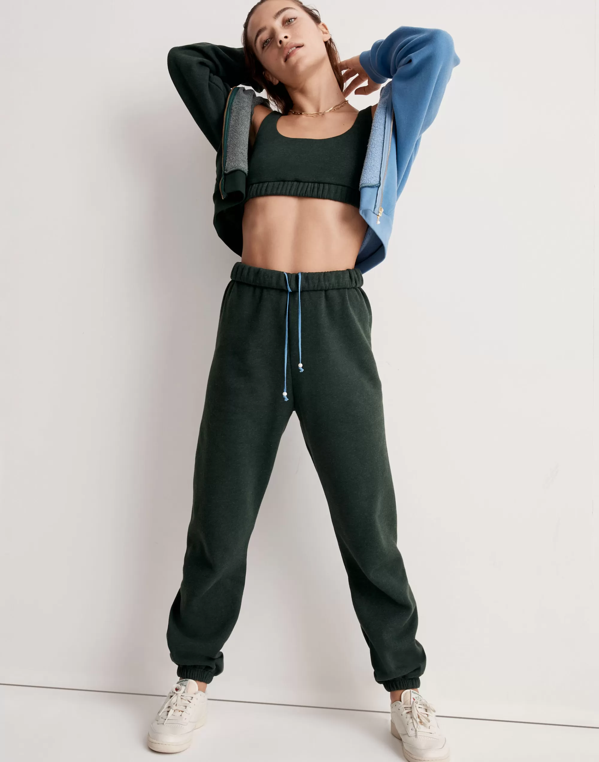 Madewell Sweatshirts & Sweatpants> X Donni Pearl (Re)Sourced Fleece Roll Sweatpants Deep Forest