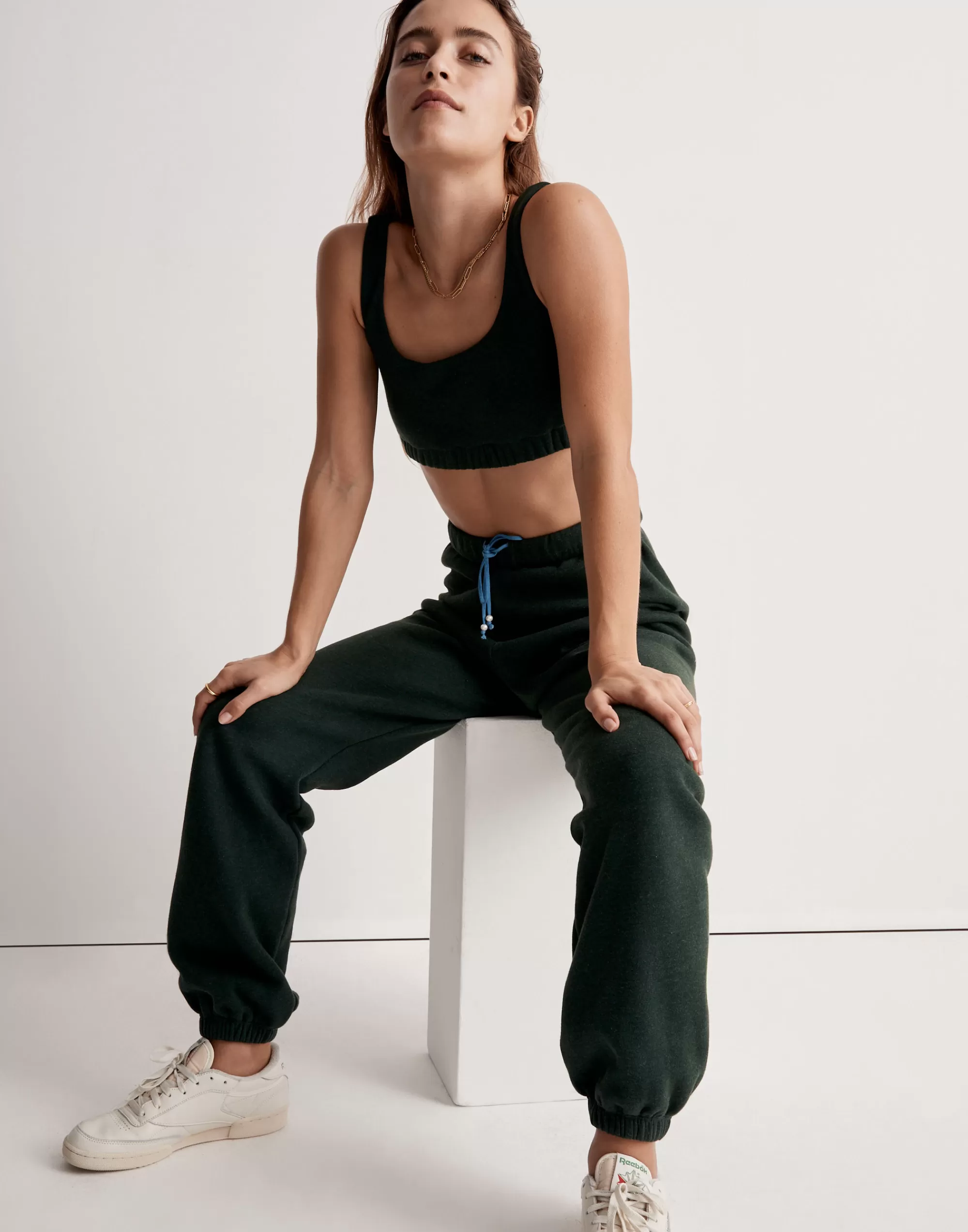 Madewell Sweatshirts & Sweatpants> X Donni Pearl (Re)Sourced Fleece Roll Sweatpants Deep Forest