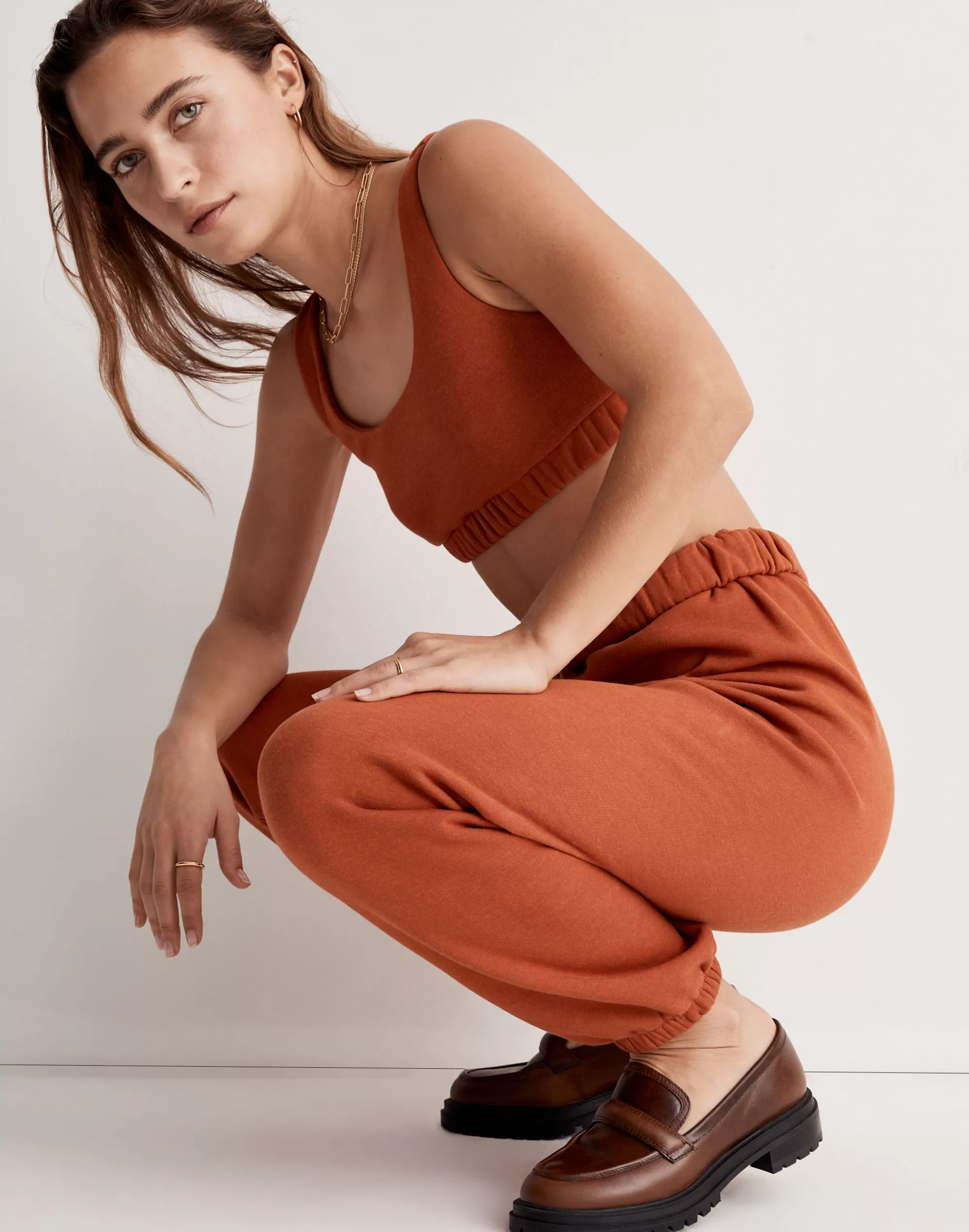 Madewell Sweatshirts & Sweatpants> X Donni Pearl (Re)Sourced Fleece Roll Sweatpants Earthen Red