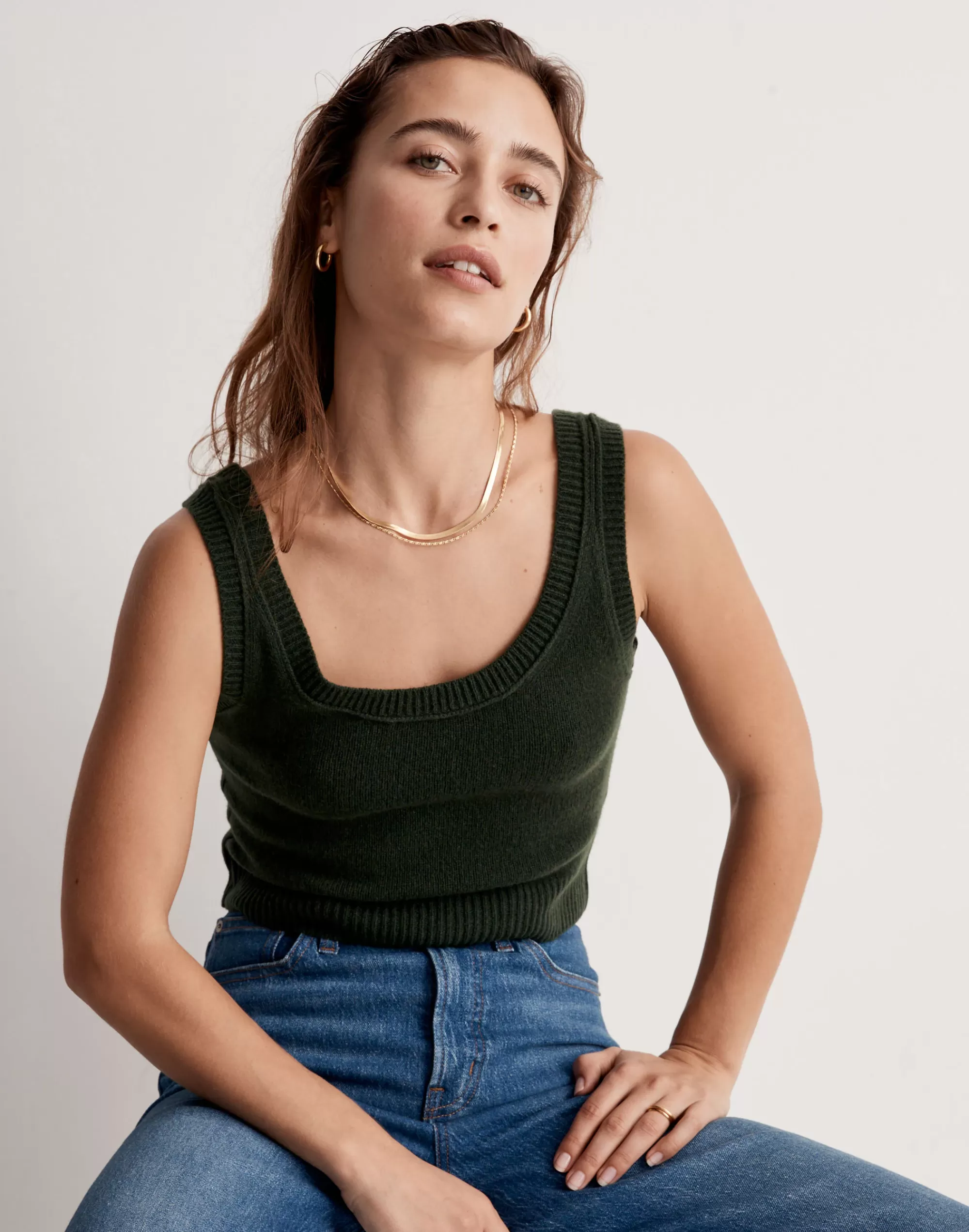 Madewell Tees> X Donni (Re)Sourced Cashmere-Merino Sweater Tank Deep Forest