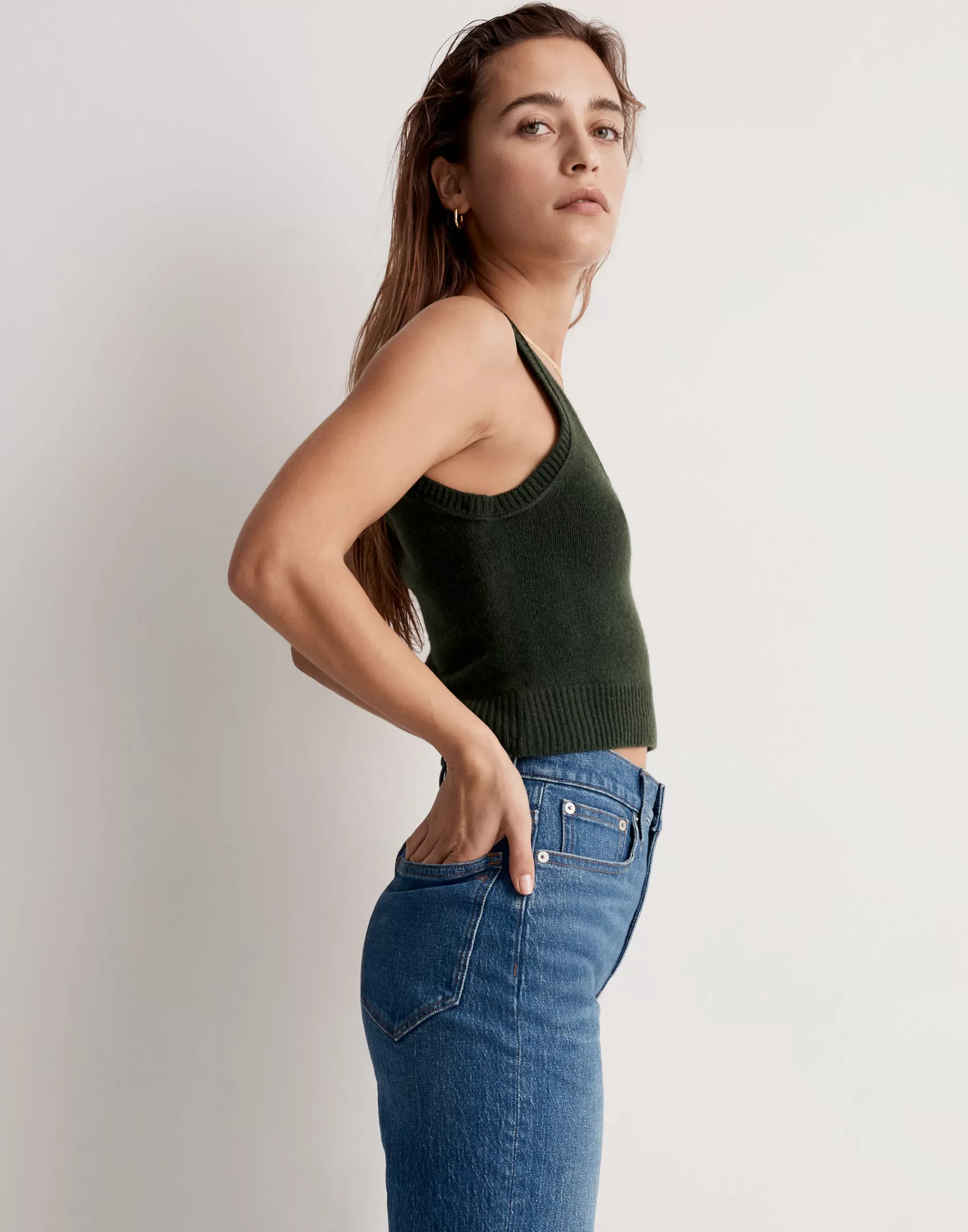 Madewell Tees> X Donni (Re)Sourced Cashmere-Merino Sweater Tank Deep Forest