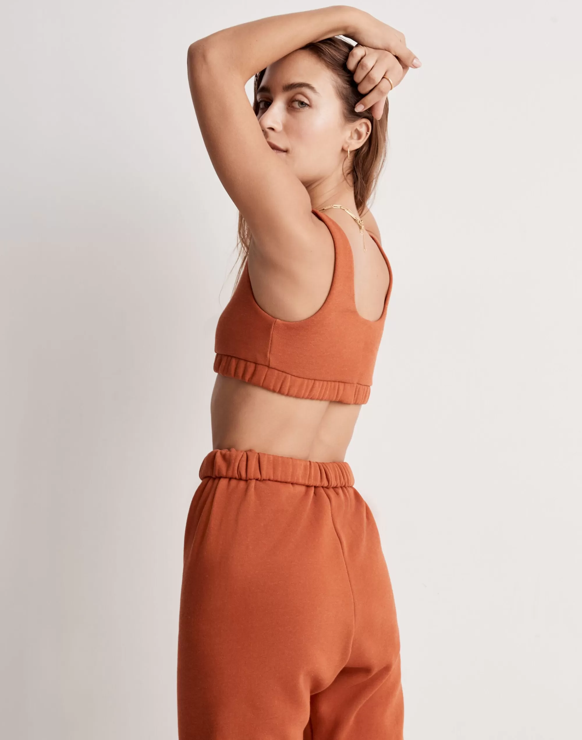 Madewell Sweatshirts & Sweatpants> X Donni (Re)Sourced Fleece Sports Bra Earthen Red