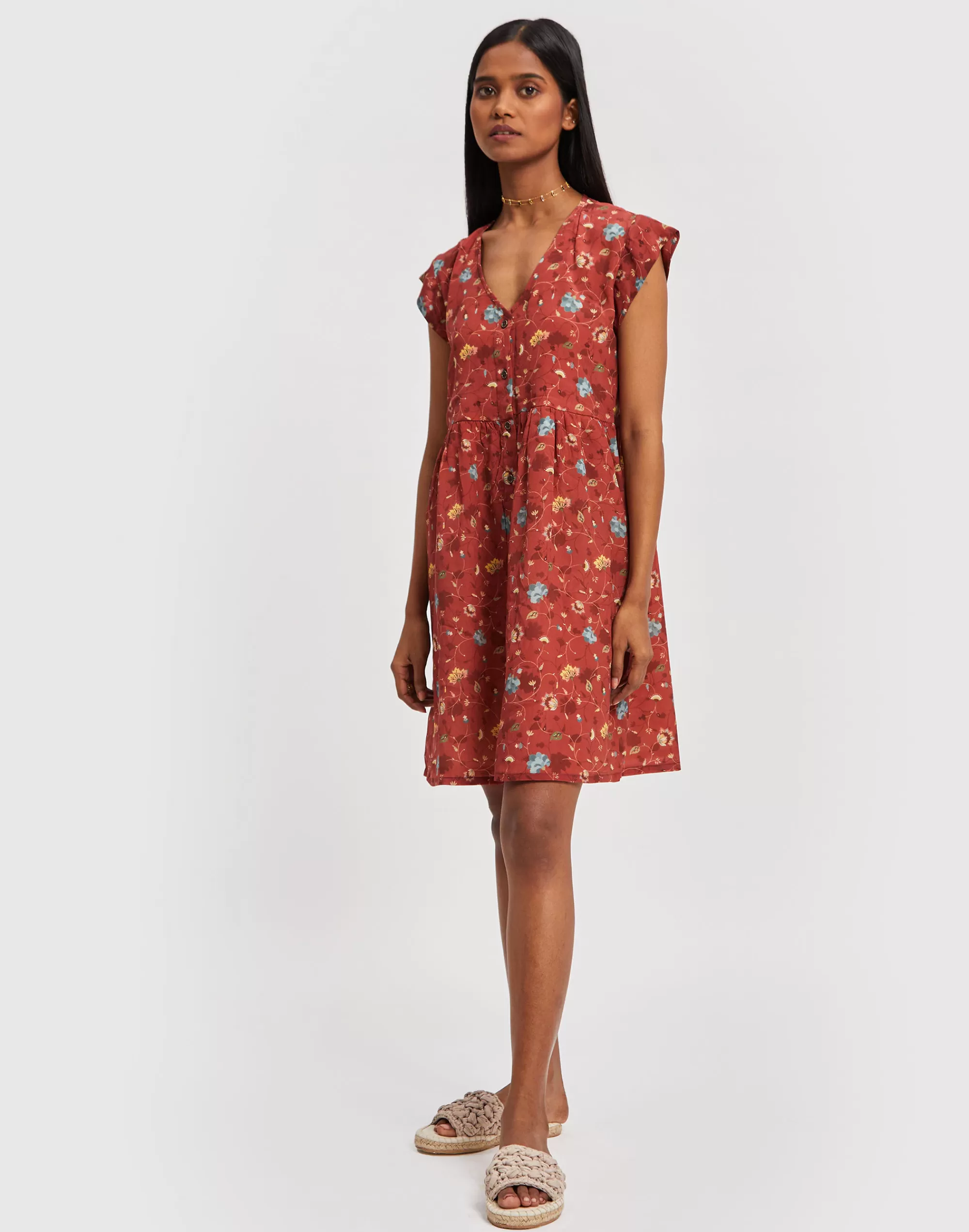 Madewell Dresses> X Reistor Cap Sleeved Short Dress Red