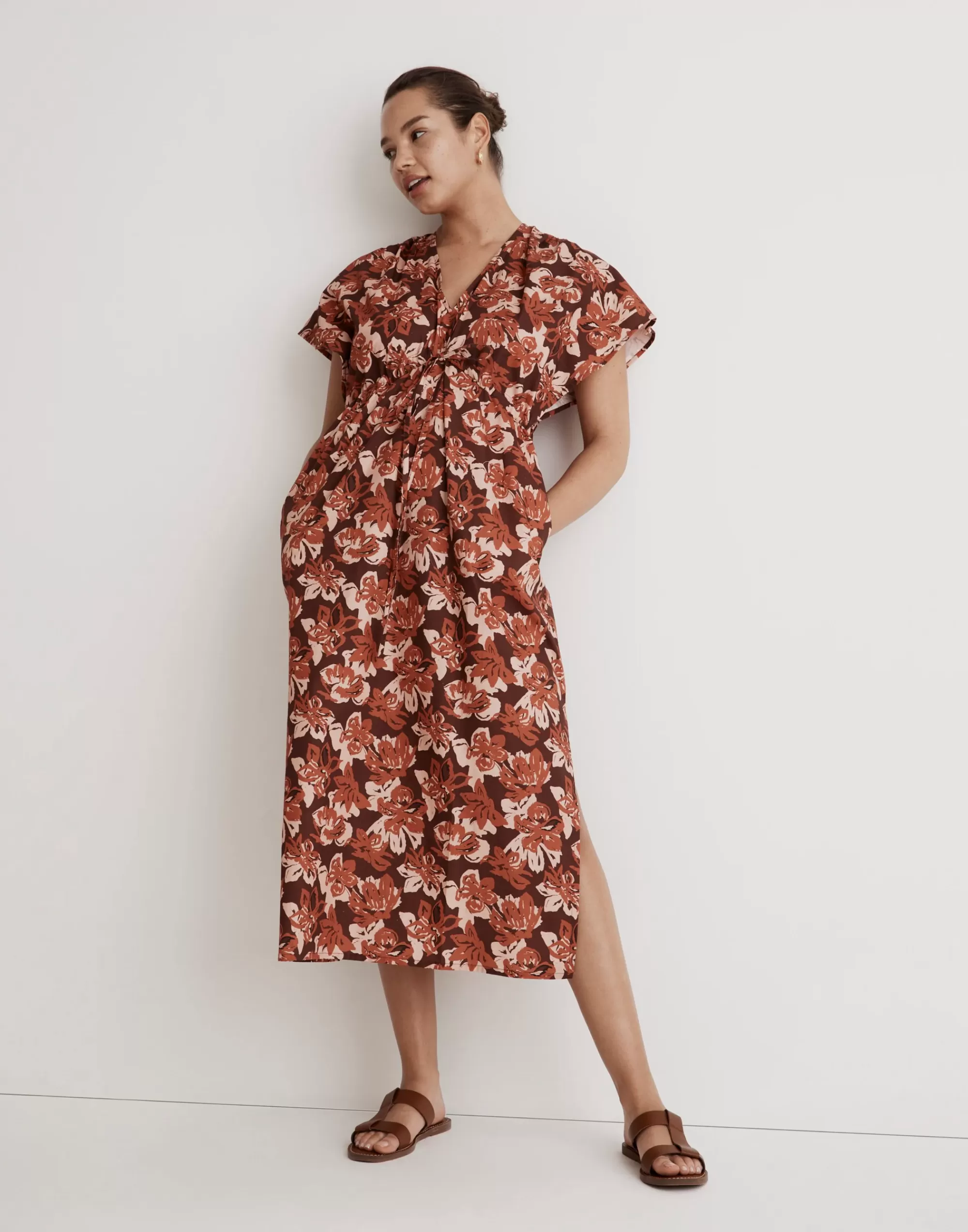 Madewell Dresses> X Reistor Drawstring Maxi Dress Brown Spring Reverie