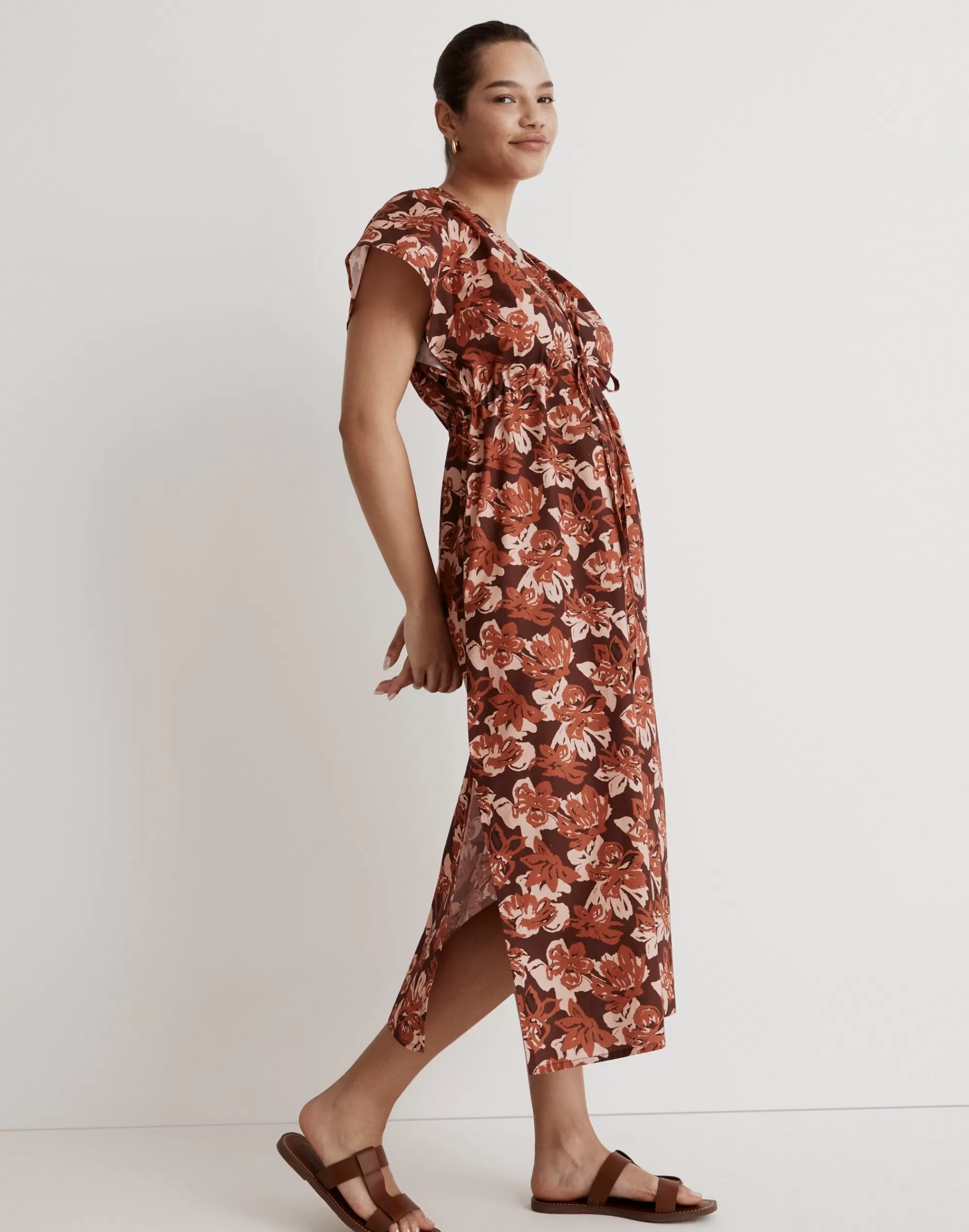 Madewell Dresses> X Reistor Drawstring Maxi Dress Brown Spring Reverie