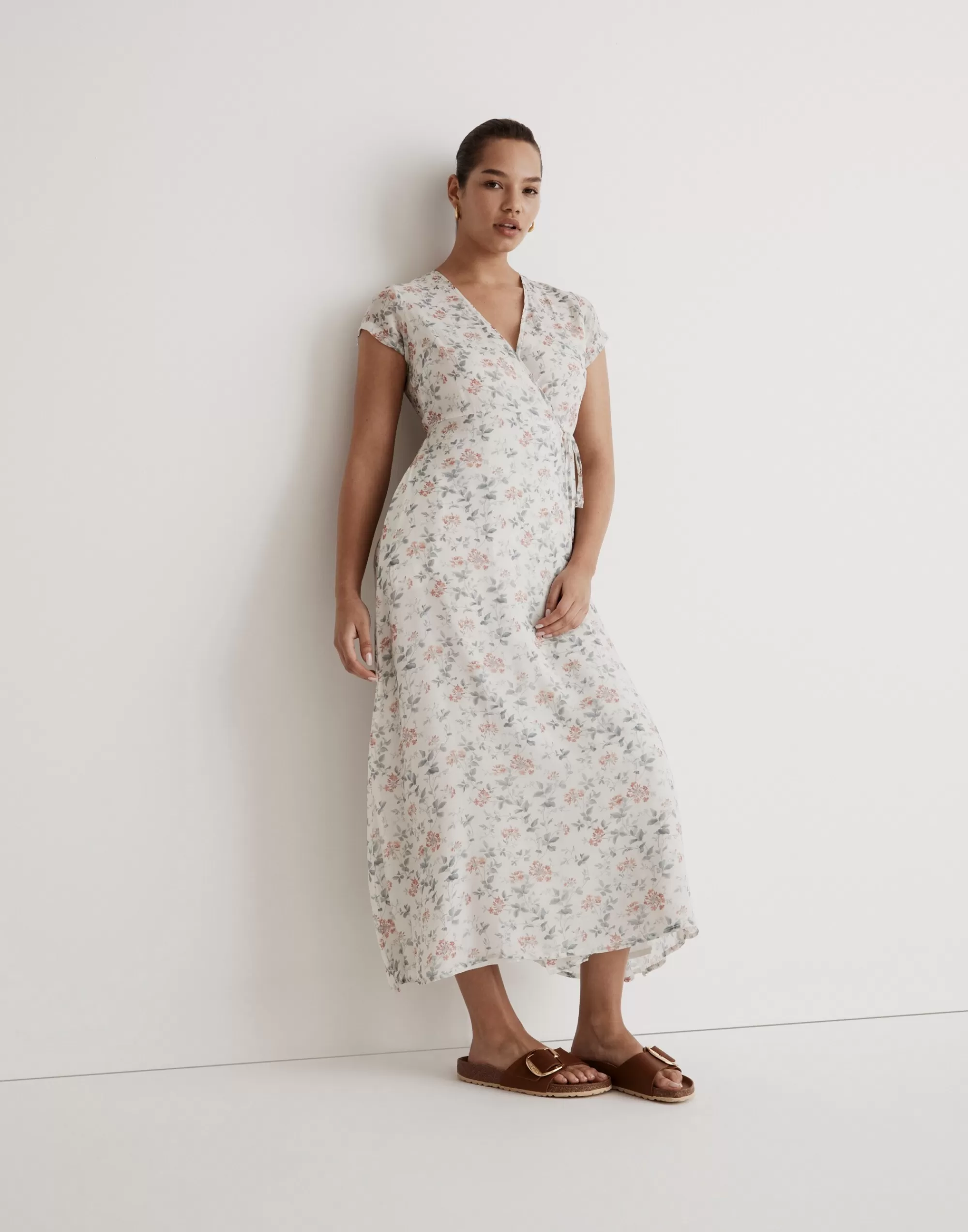 Madewell Dresses> X Reistor Floral Wrap Maxi Dress Ivory Ivy Dreams