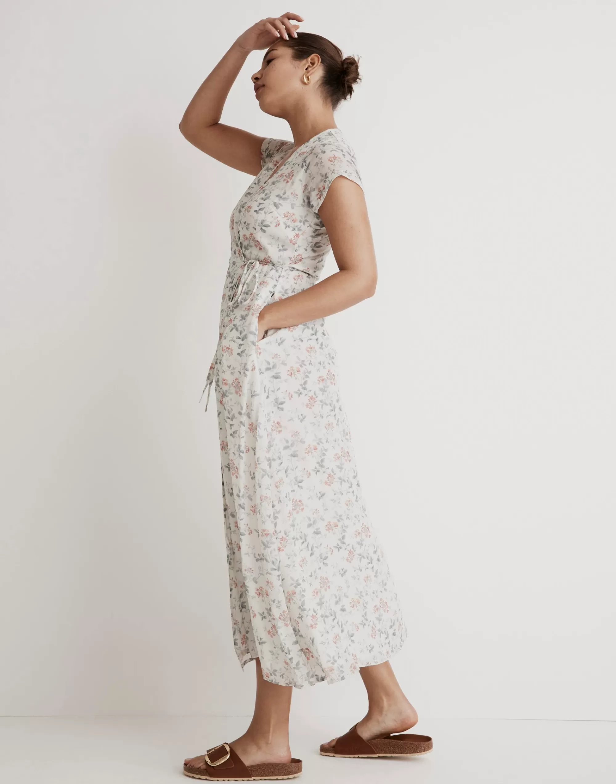 Madewell Dresses> X Reistor Floral Wrap Maxi Dress Ivory Ivy Dreams