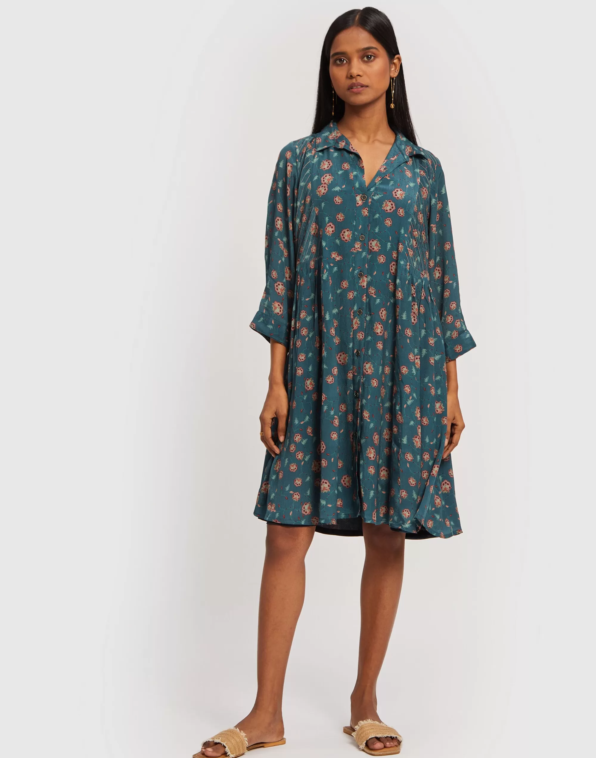 Madewell Dresses> X Reistor Flowey Shirt Dress Dark Green