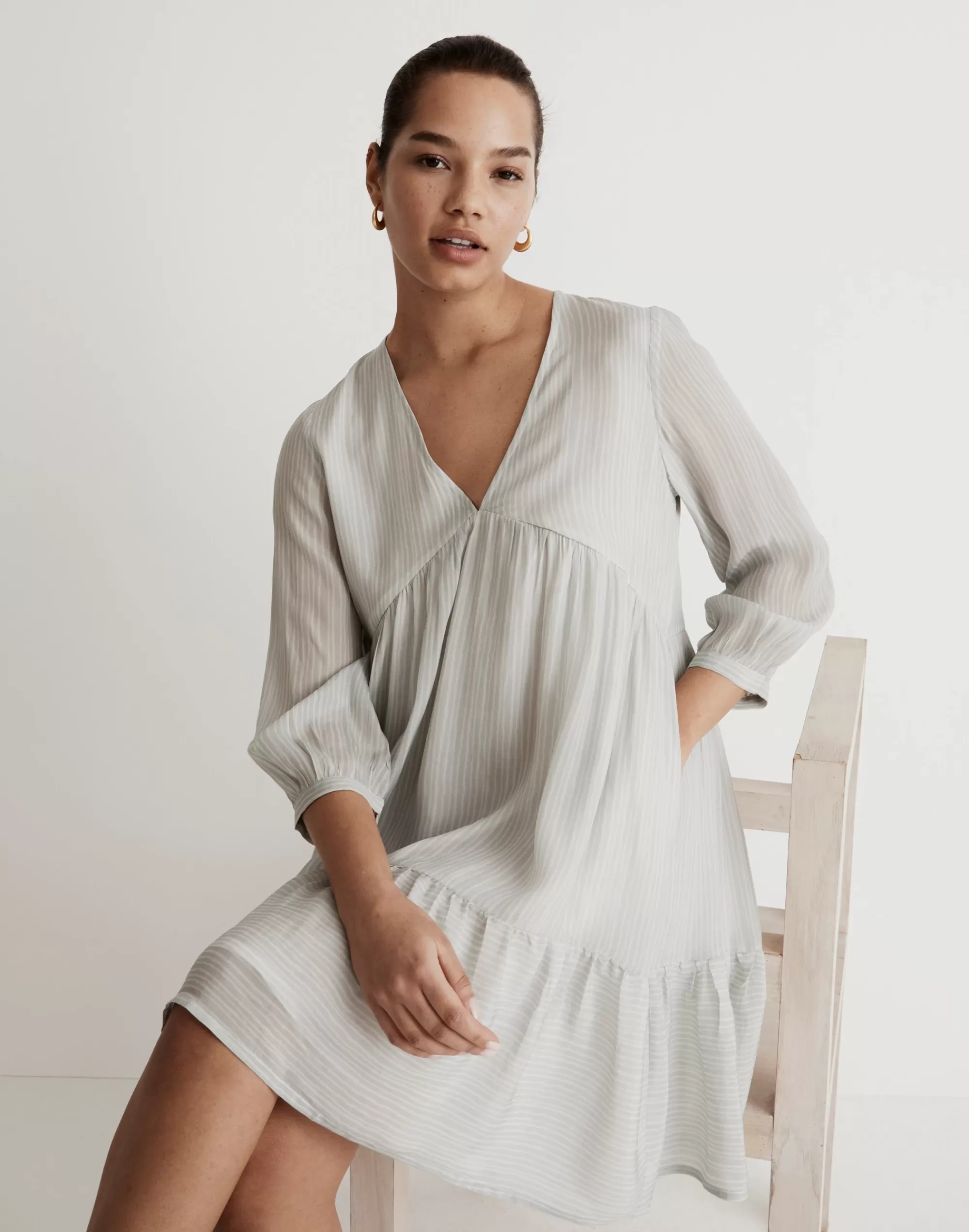 Madewell Dresses> X Reistor V-Neck Mini Dress Ivory Ivy Dreams