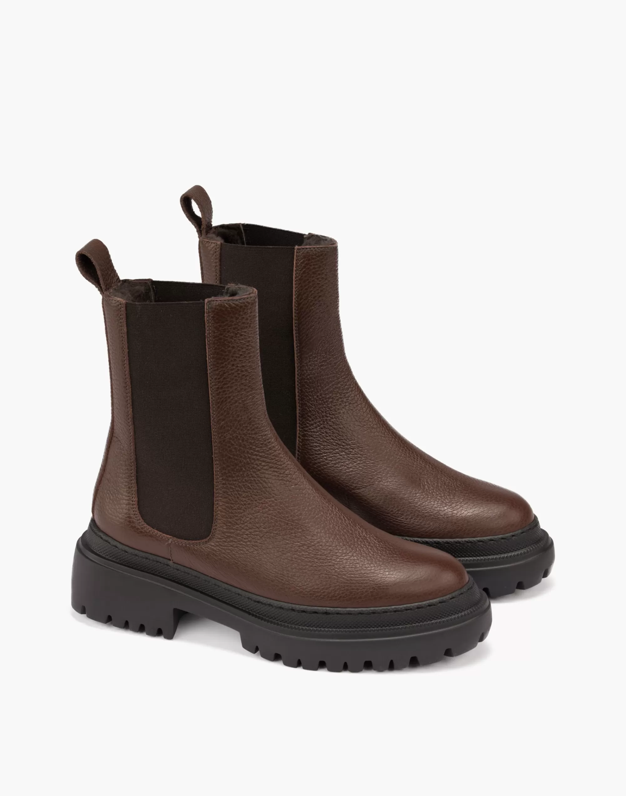 Madewell Boots>Maguire Shearling-Lined Leather Cortina Chelsea Boots Brown