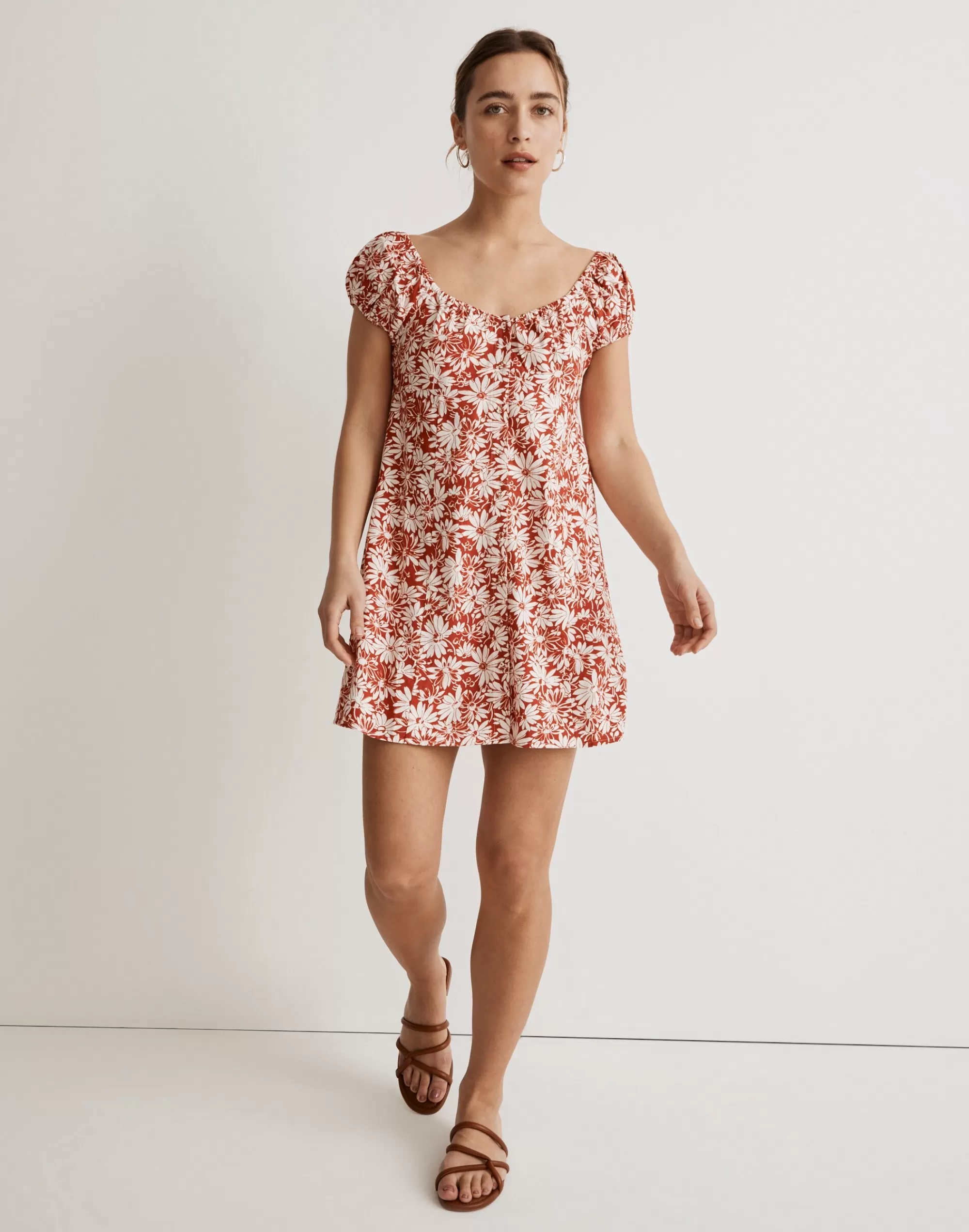 Madewell Dresses>Margie Mini Dress In Abstract Flora Roasted Squash