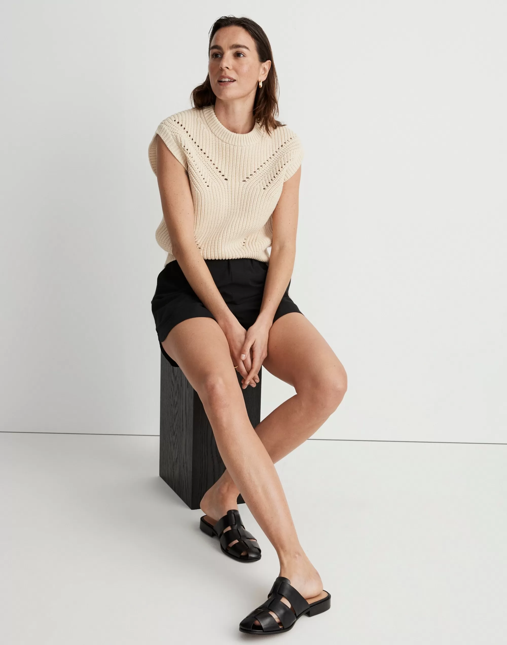 Madewell Sweaters>Mariella Pointelle Sweater Tee Sand