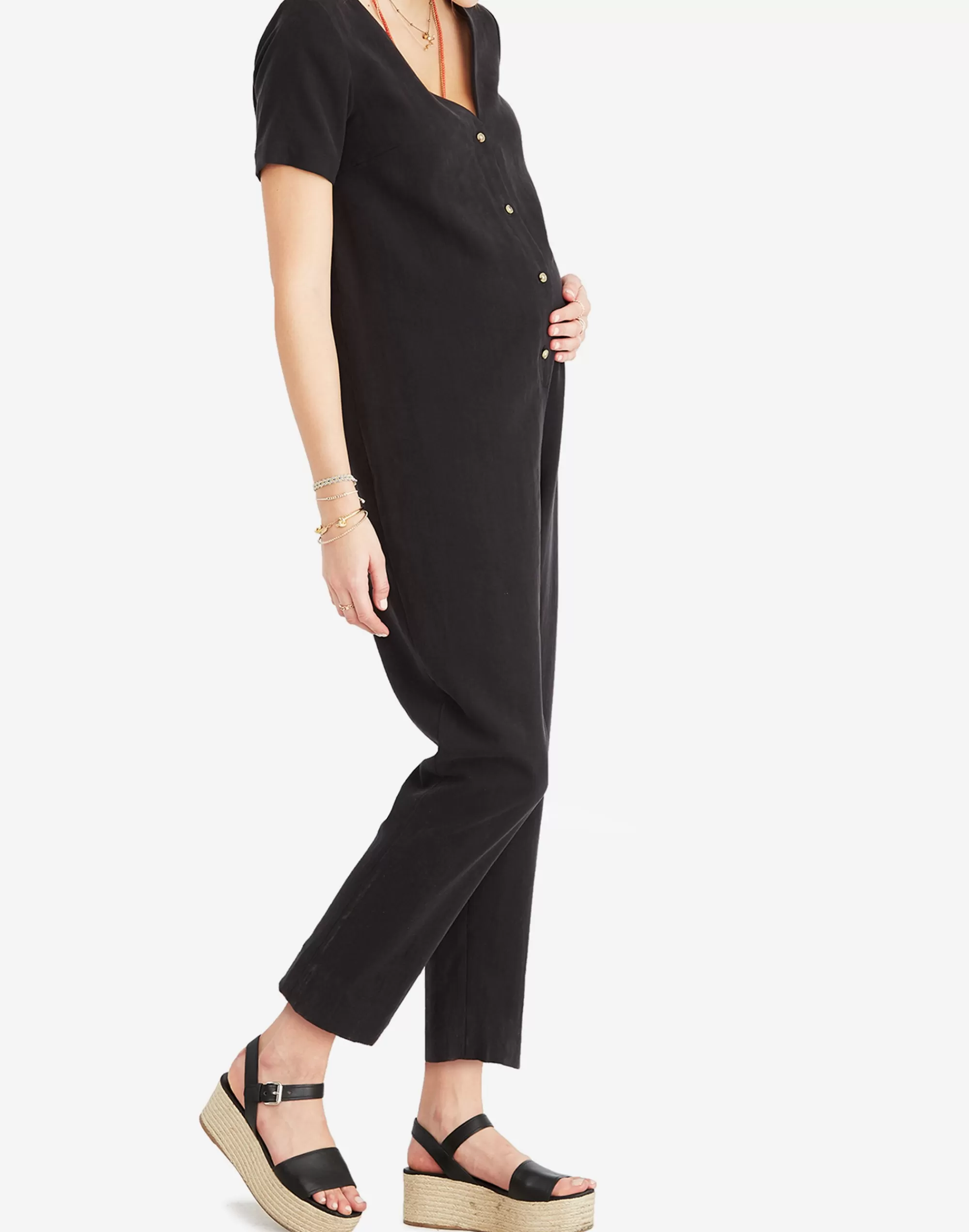 Madewell Dresses>Maternity Noelle Button-Front Jumpsuit Black