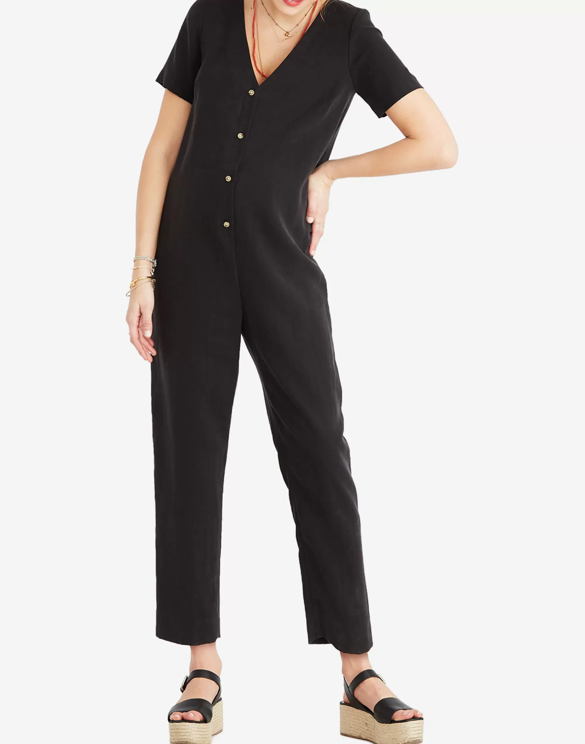 Madewell Dresses>Maternity Noelle Button-Front Jumpsuit Black