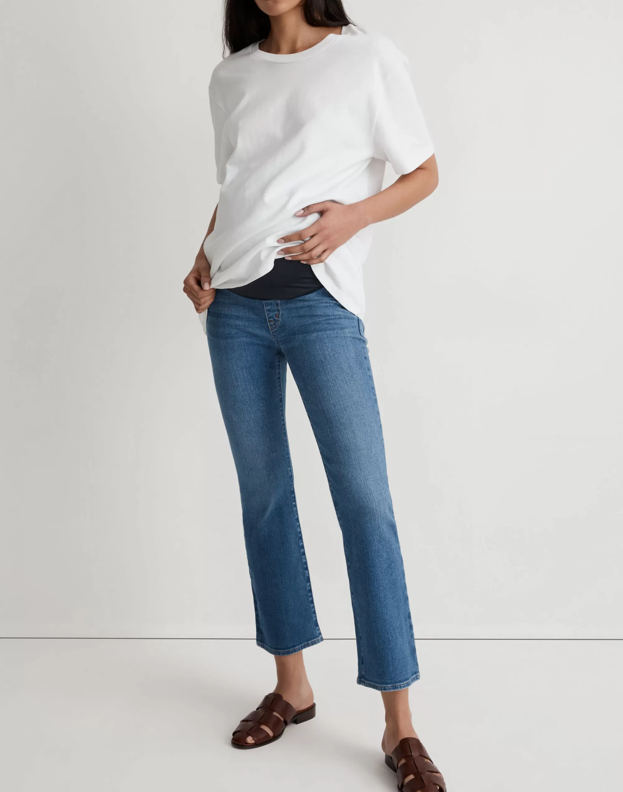 Madewell Maternity Jeans>Maternity Over-The-Belly Kick Out Crop Jeans In Cherryville Wash