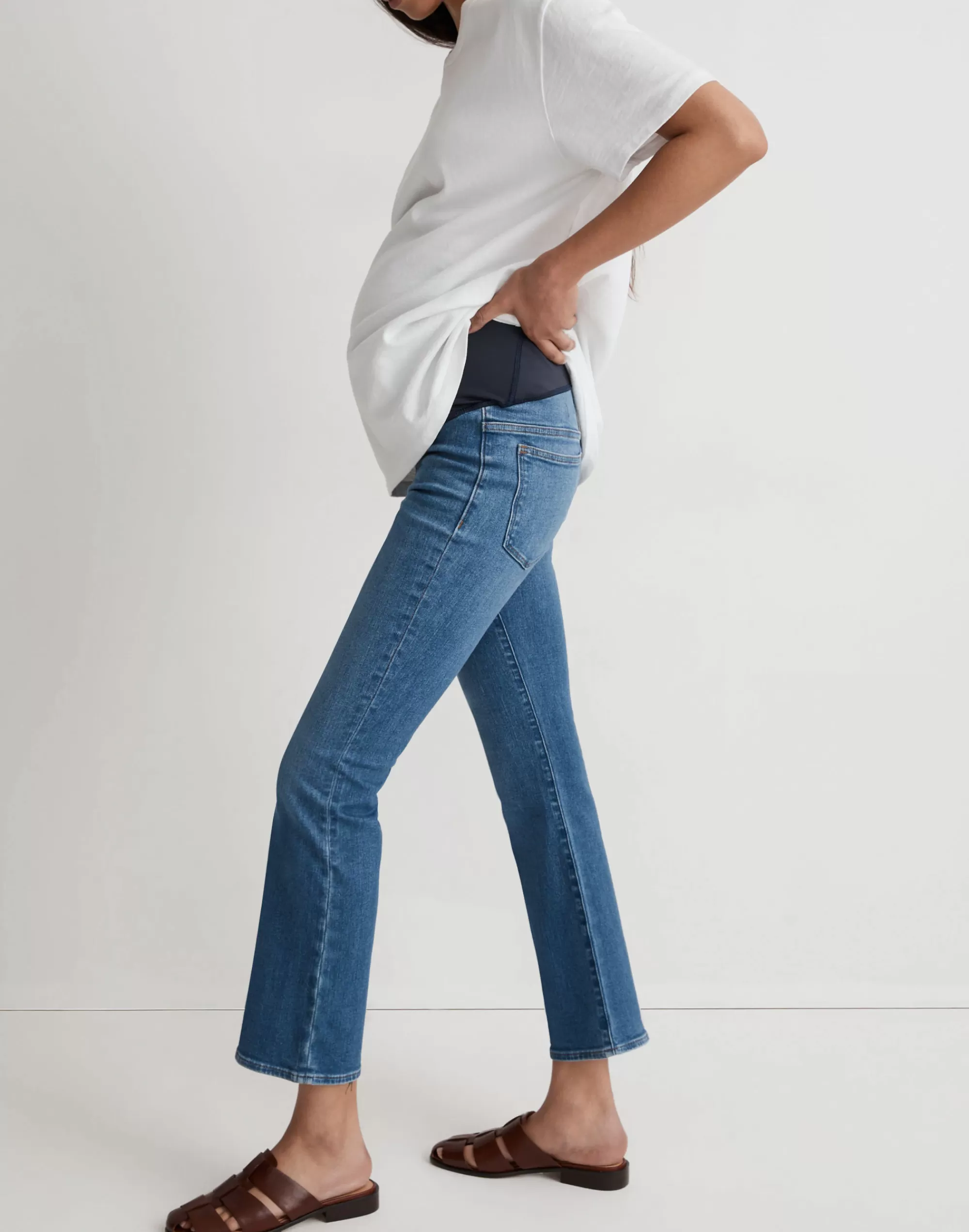 Madewell Maternity Jeans>Maternity Over-The-Belly Kick Out Crop Jeans In Cherryville Wash