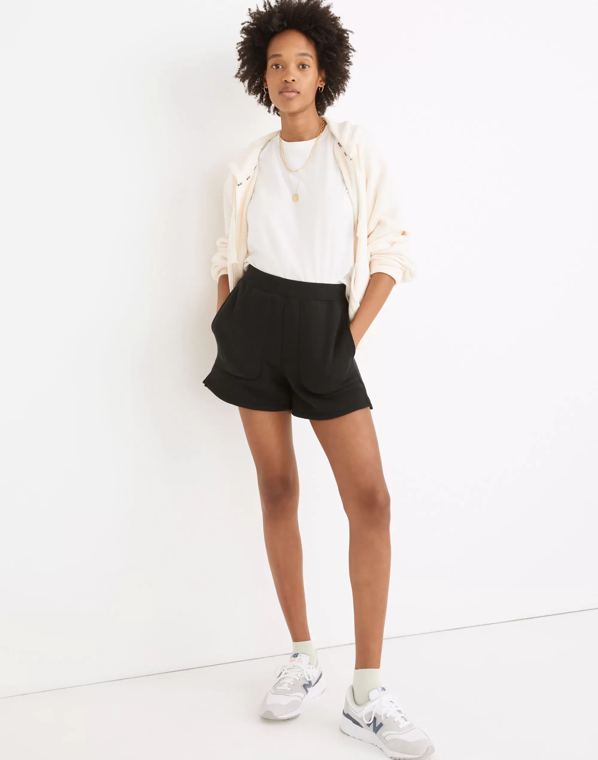 Madewell Shorts>Mwl Airyterry Stitched-Pocket Sweatshorts True Black