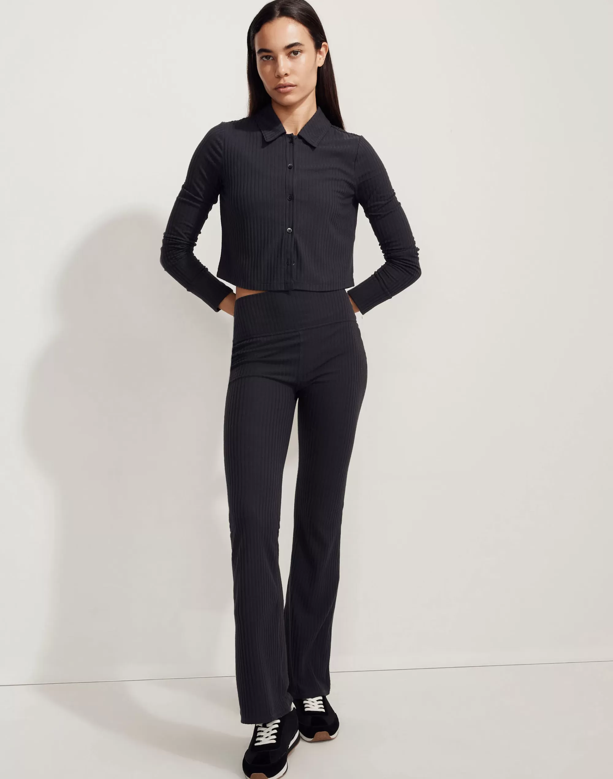 Madewell Sweatshirts & Sweatpants>Mwl Brushed Rib Flare Leggings Black Coal