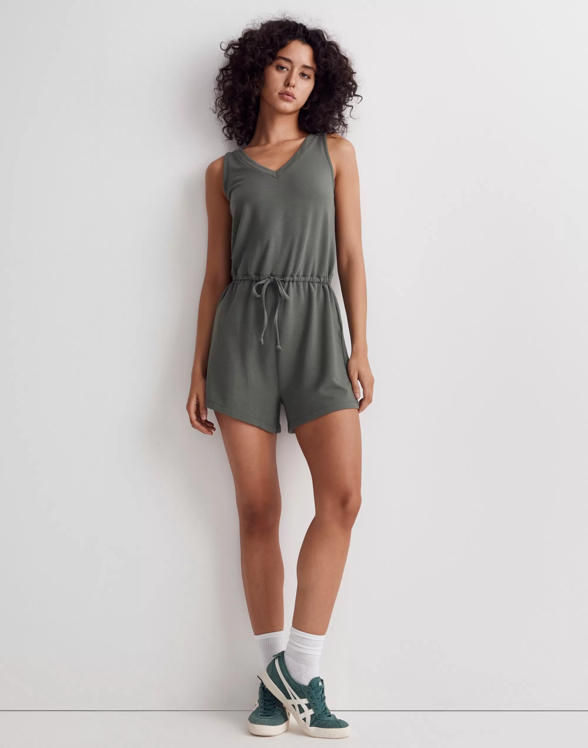 Madewell Activewear>Mwl Drawstring Romper Foraged Green