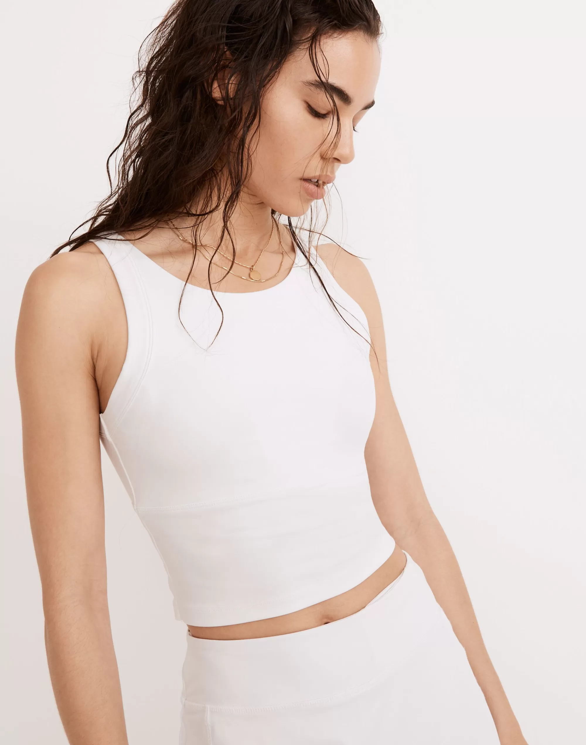 Madewell Activewear>Mwl Flex Cutout-Back Tank Eyelet White