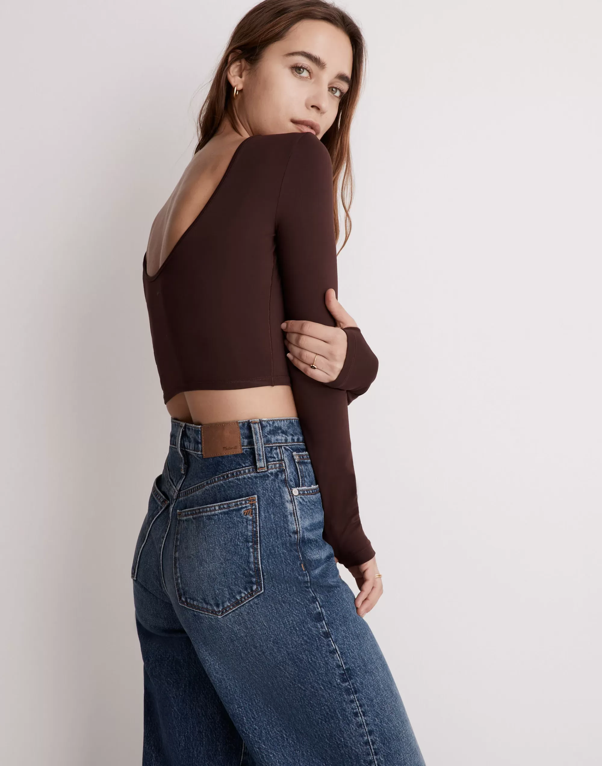 Madewell Tees>Mwl Flex Long-Sleeve Scoop Tee Chocolate Raisin