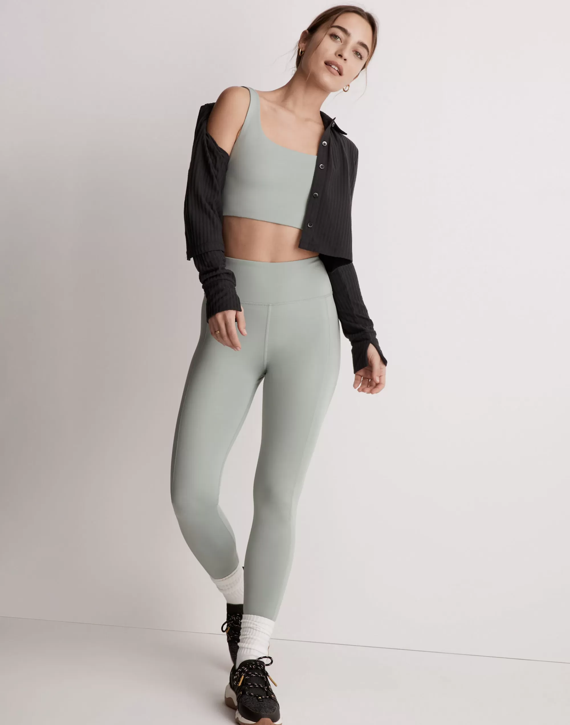 Madewell Activewear>Mwl Flex Square-Neck Sports Bra Frosted Sage