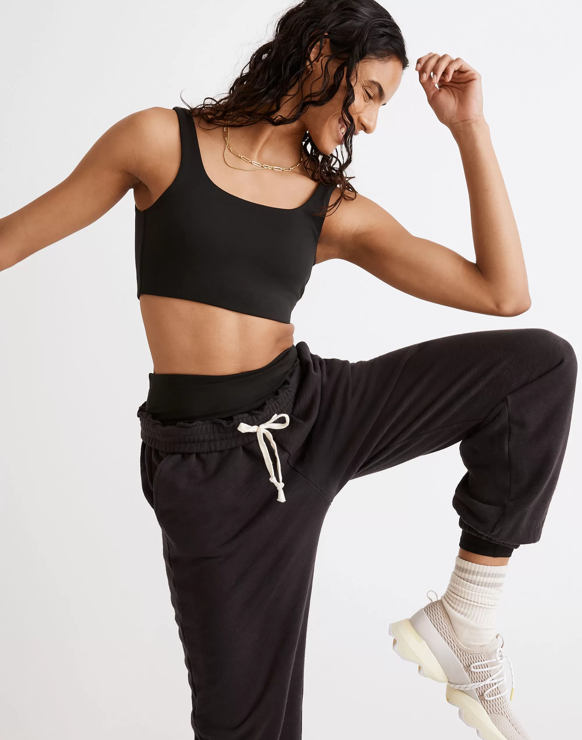 Madewell Tees>Mwl Flex Square-Neck Sports Bra True Black